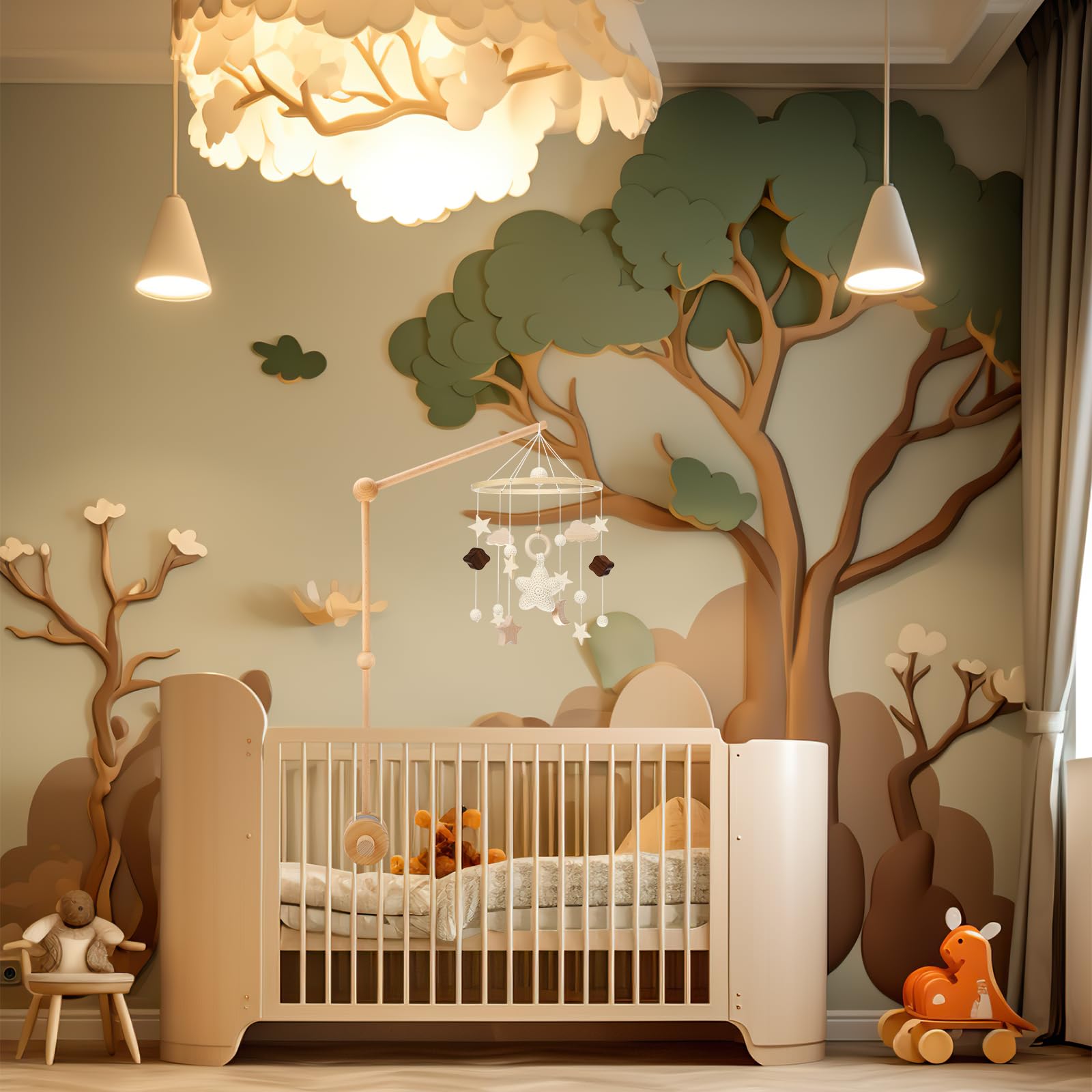 Litimkat Soporte Móvil de Madera para Bebé, soporte móvil para bebé de altura ajustable, hecho de madera, adecuado para cunas y cambiadores