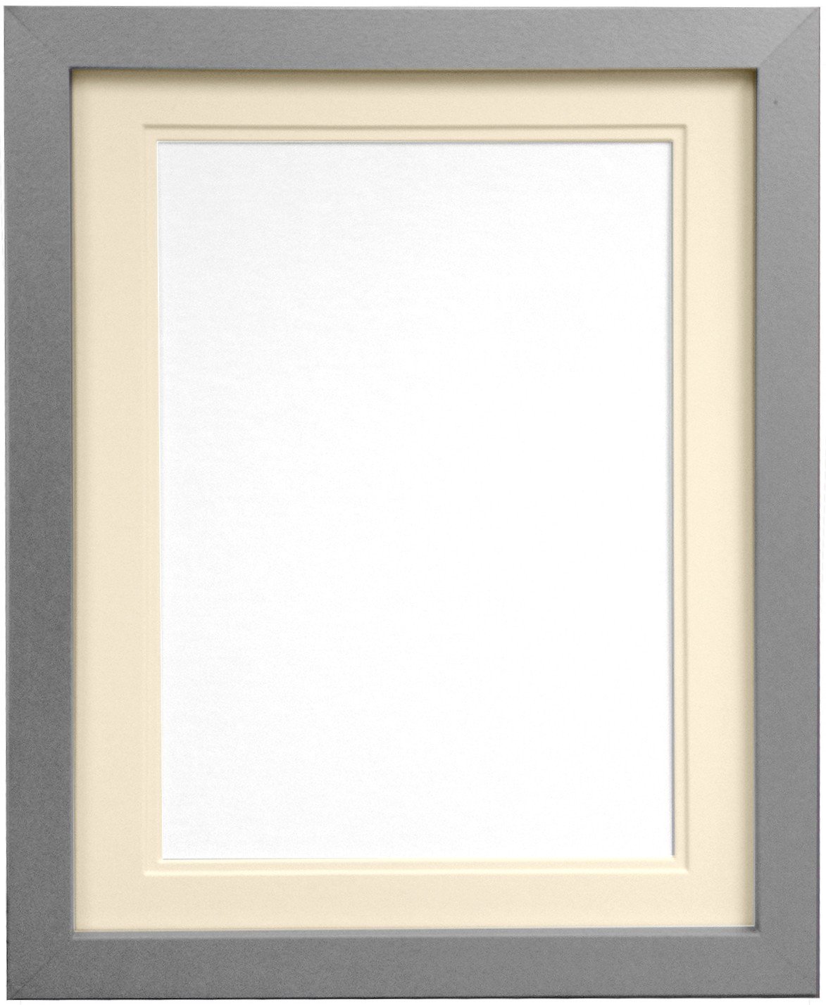 FRAMES BY POST H7 Picture, Photo and Poster Frame, Wood, Silver with Ivory Double Mount, A2 Image Size A3