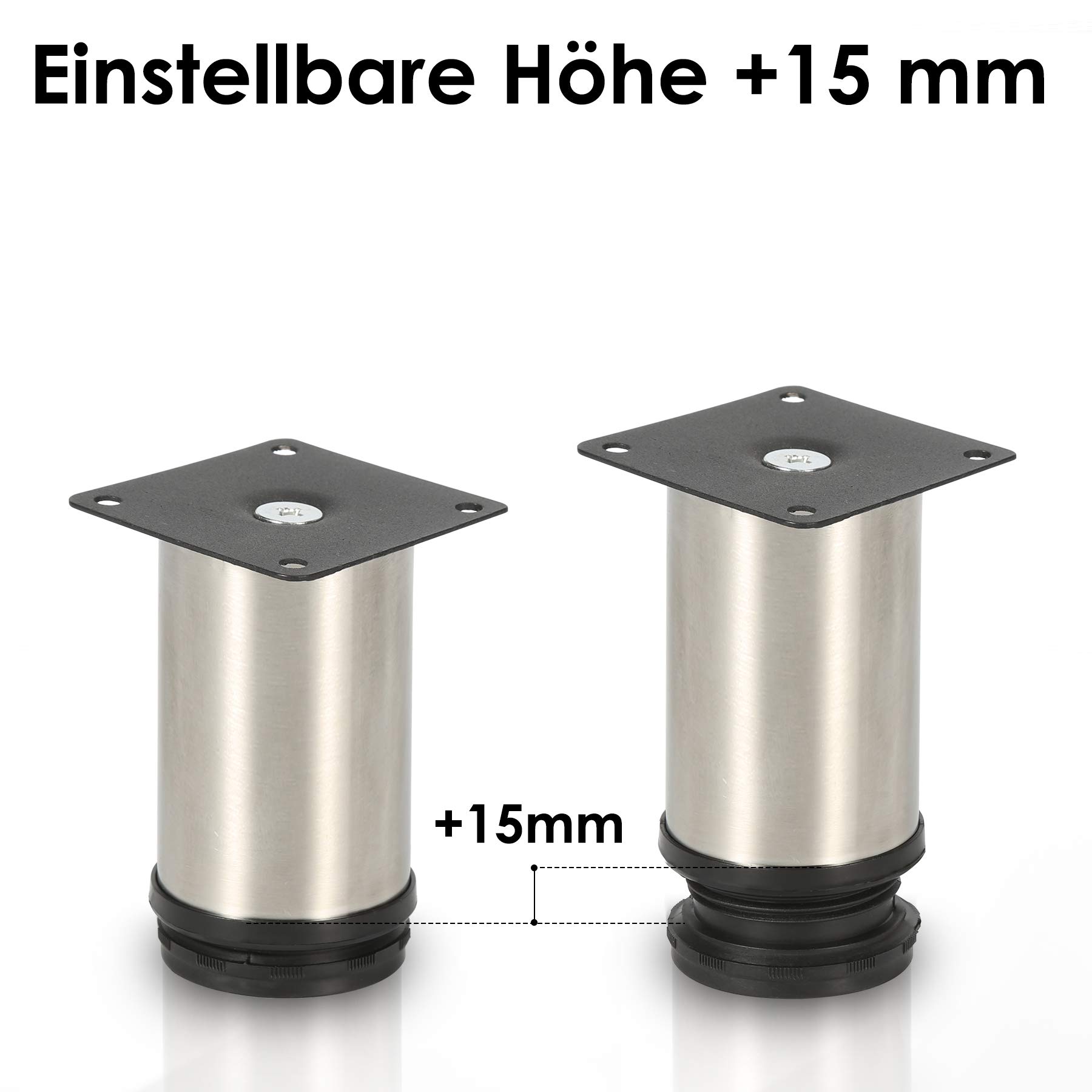 Monucep Möbelfüße 4er Set - Höhenverstellbar Bis 120mm Für Schränke & Sofas