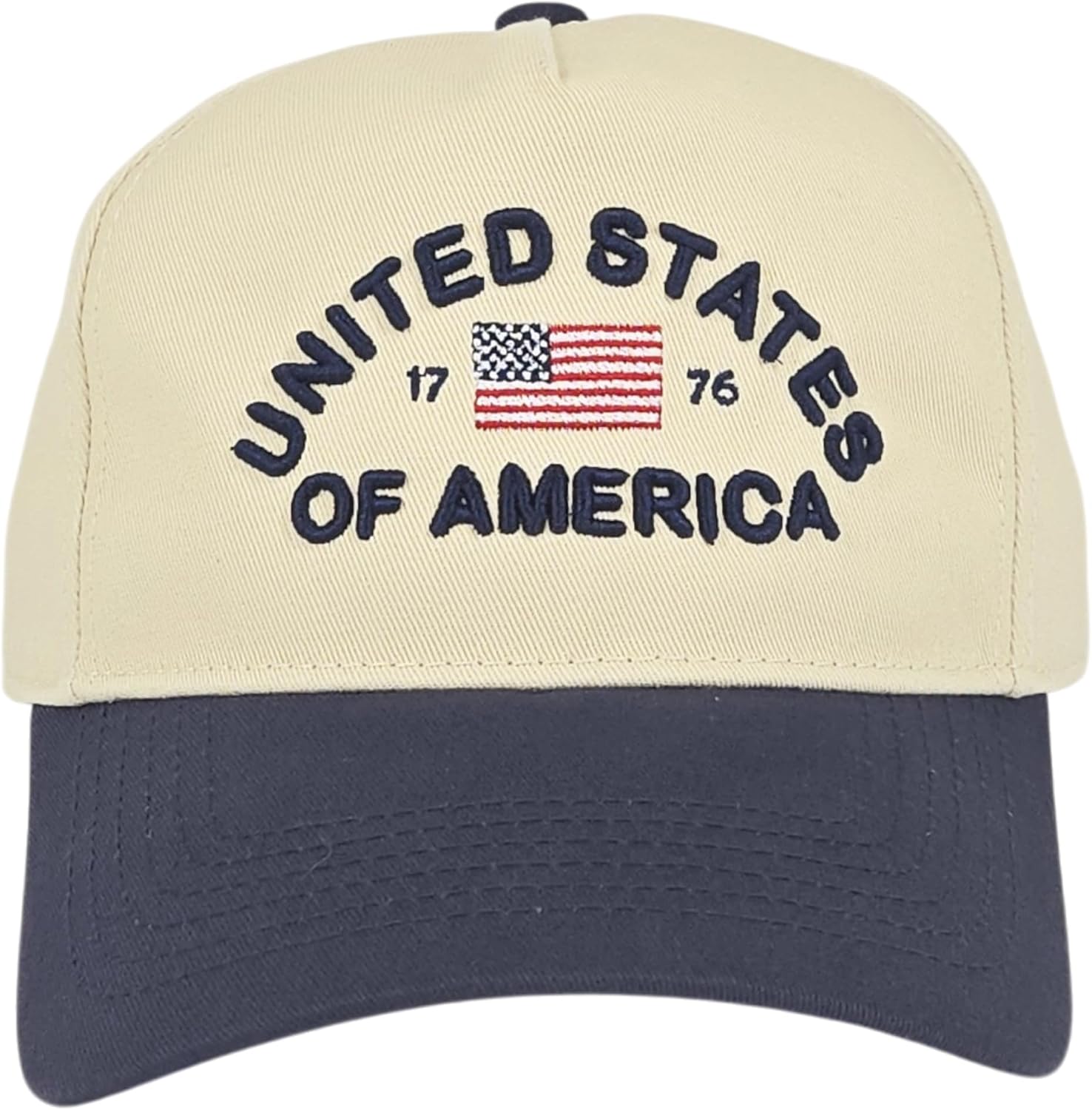 United States of America 1776 Snapback Hat - Cotton Adjustable Baseball Cap Embroidered American Flag Trucker Style