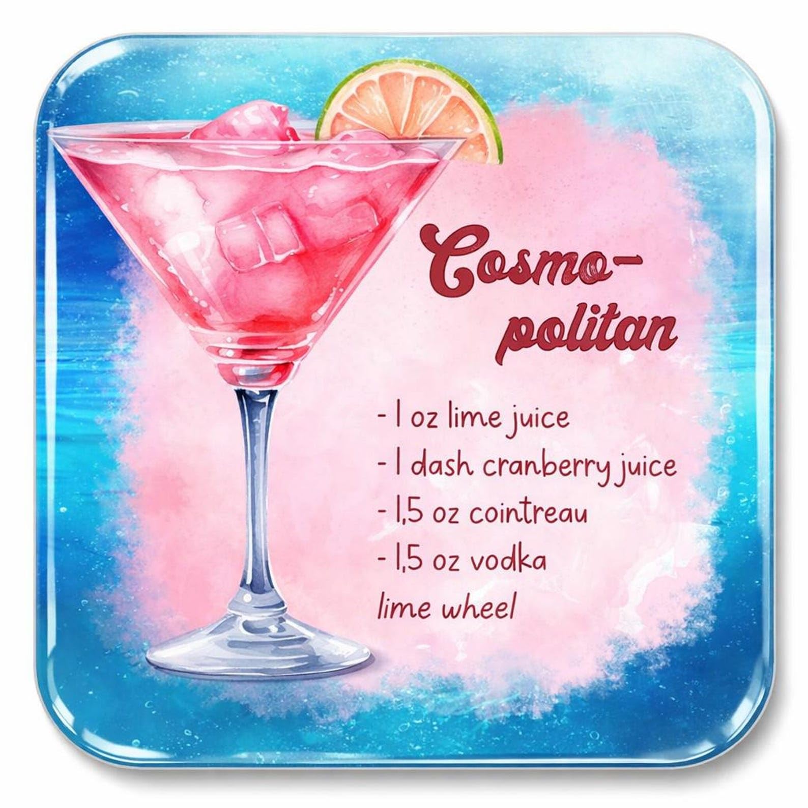 Half A Donkey Multicolor Cosmopolitan Recipe Coaster