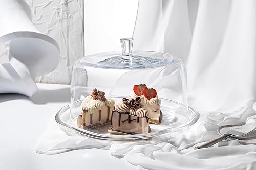 Miniatura 4 de Barski Plato para pastel con cúpula  Vidrio  Juego grande de 2 piezas  Plato para pastel con borde ondulado de 13.5 pulgadas de diámetro  Domo