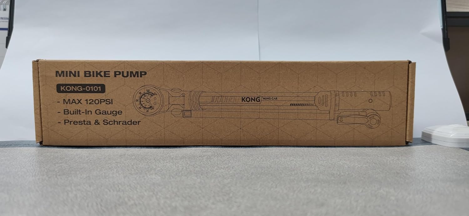 KONG MING CAR Bicycle Pump, 120 PSI Bicycle Pump, All Valves, Compact for Presta and Schrader and Dunlop Valves, Mini Bicycle Floor Pump for Road Bike, Mountain Bike 9