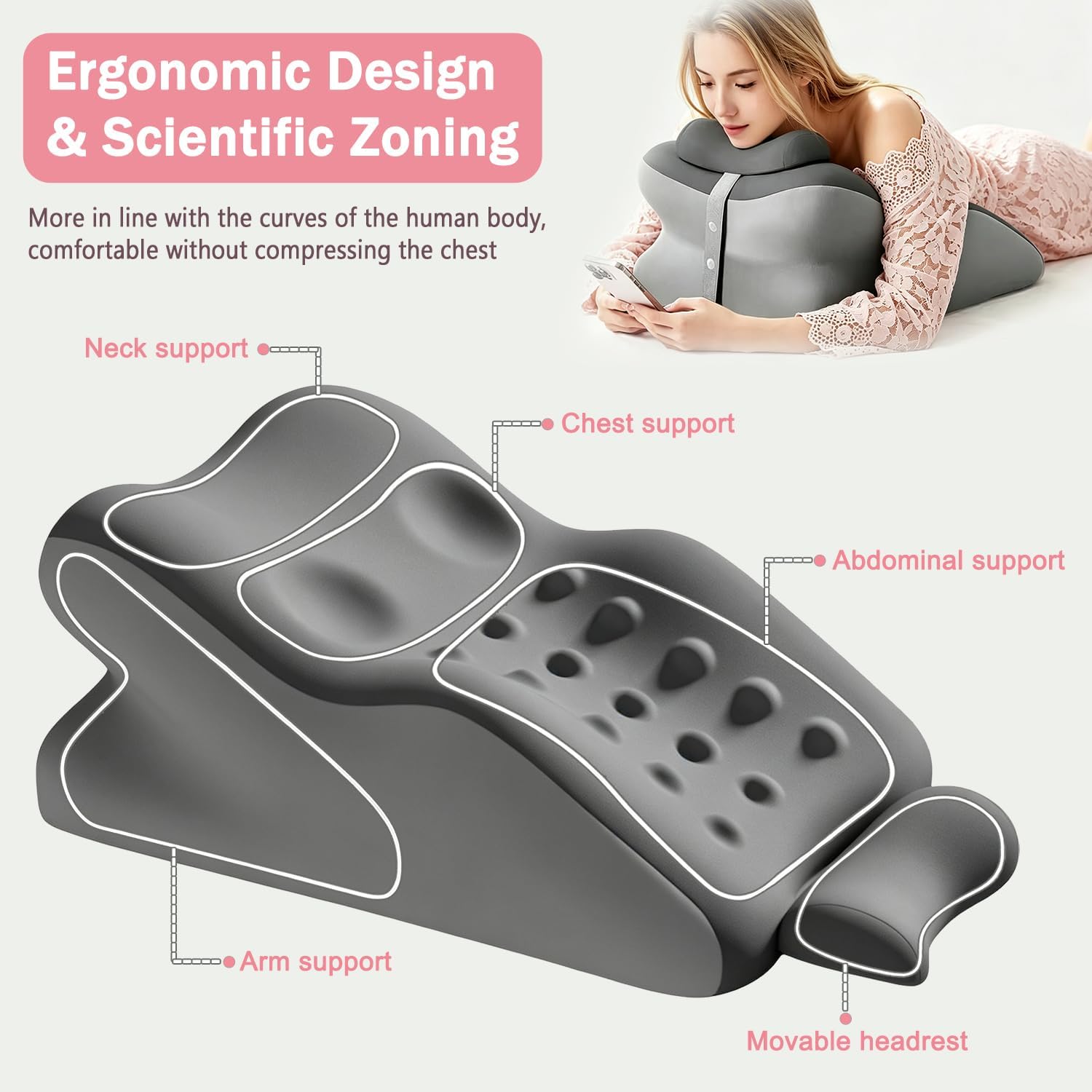 Sex Support Pillow for Couples Intimacy, Wedge Memory Foam Position Pillow, Ergonomic Lumbar Back Hip Leg Support Cushion Furniture for Bedroom Office, Gray