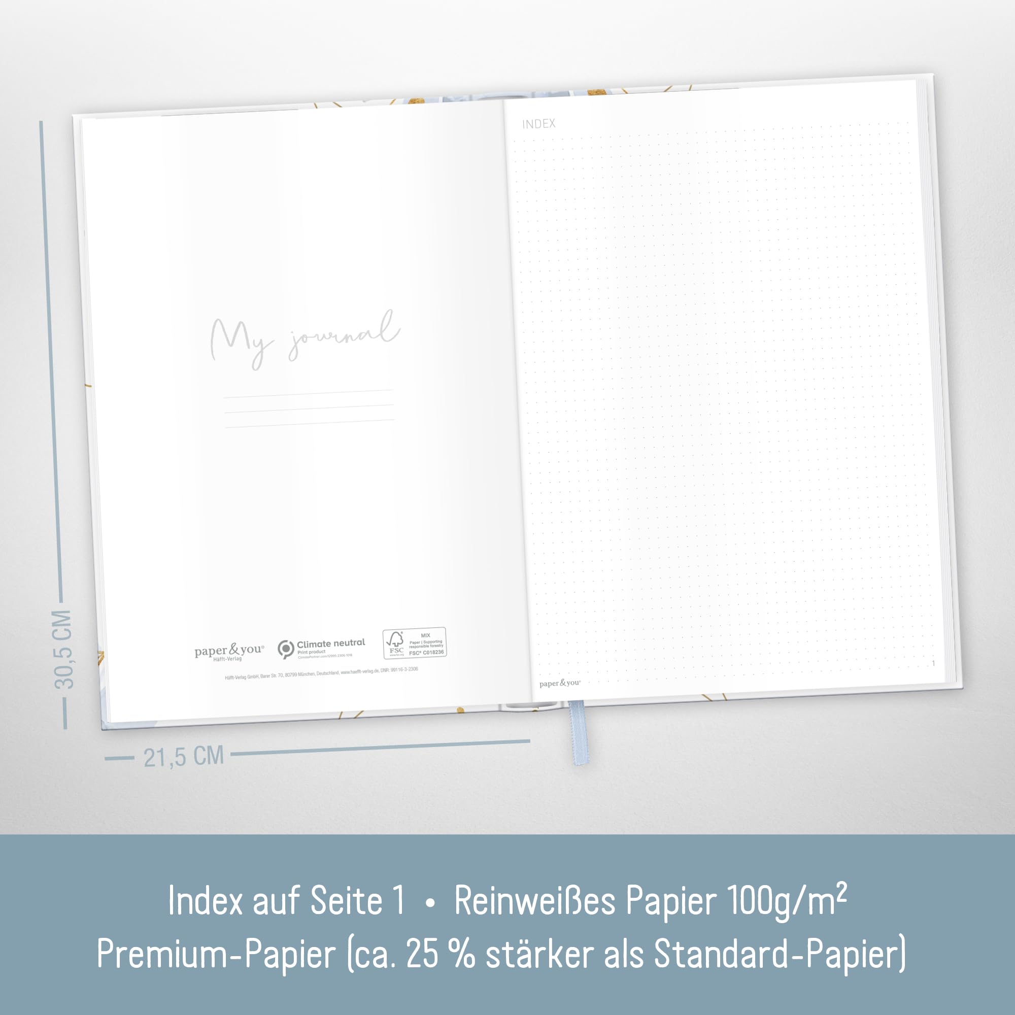 paper&you® Dotted Journal A4+ with elastic band "Time to Grow" 156 pages, dotted notebook, sketchbook, diary - Image 3