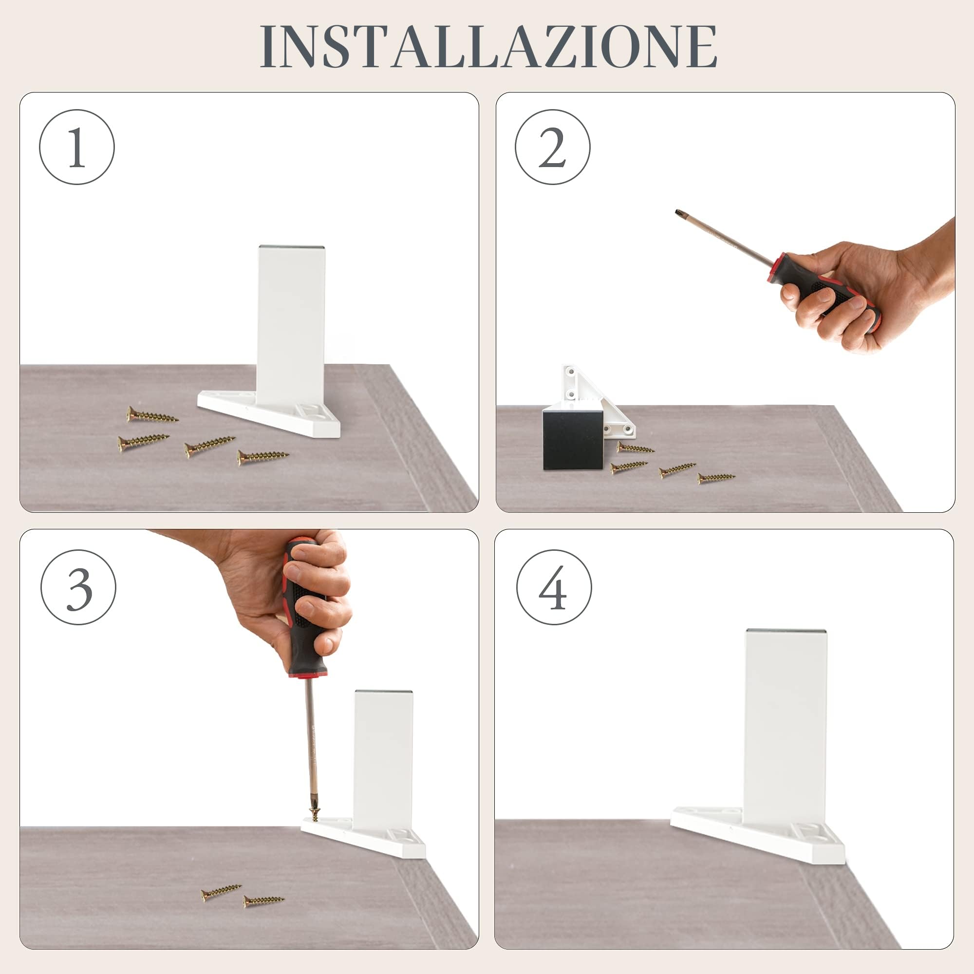 ✮ Gambe per Mobili Bianche ✮ Set di 4 Gambe, Viti Incluse – Colore Bianco - 10 cm - Piedini DIY in Resina ABS per Tavolini, Mobili, Armadi, Scaffali,... (Set di 4)