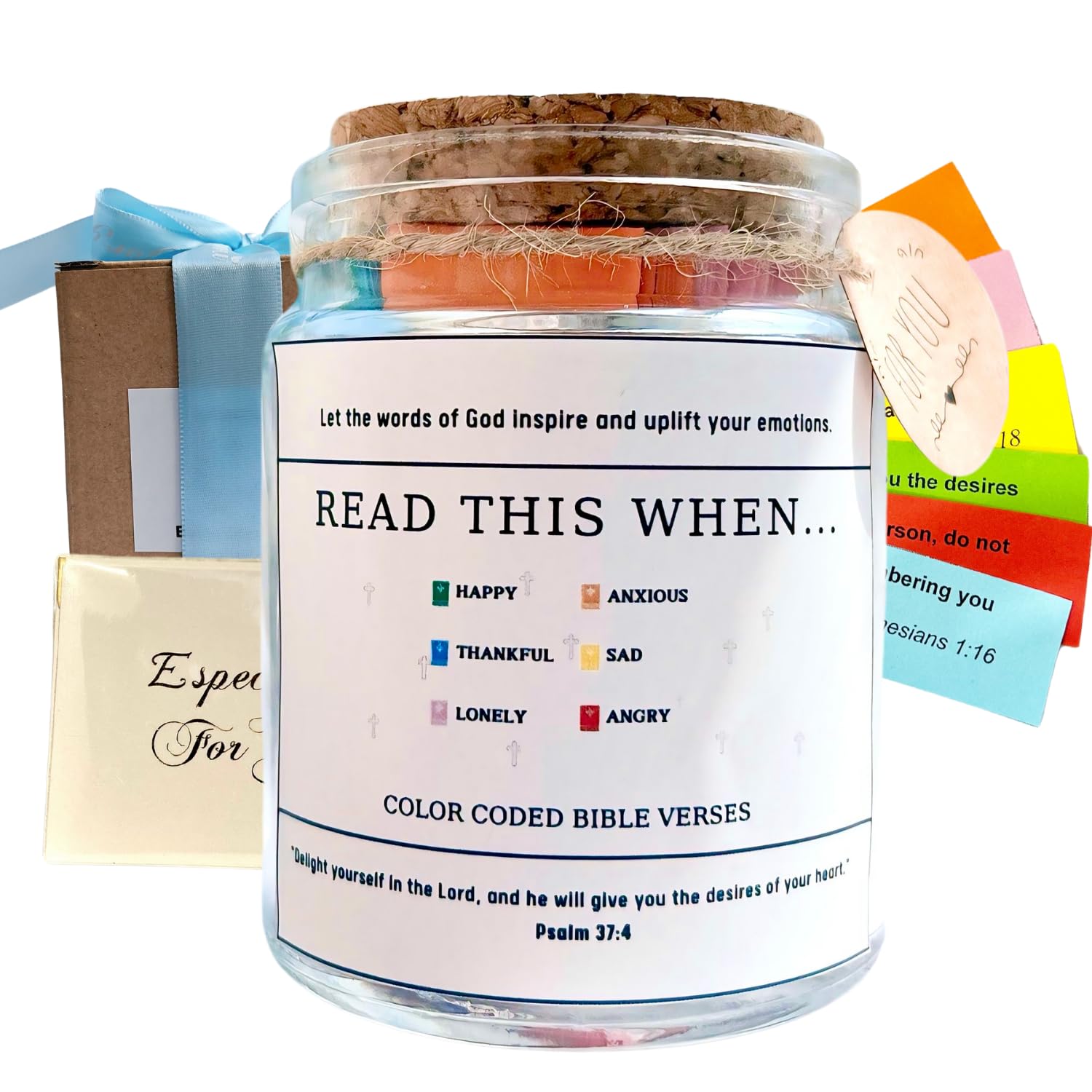 Bible Verses Jar, Scripture Prayer Cards, Bible accessories, Christian Gifts For Women, Religious Gifts for Women Men Mom Dad, Friends Daughter, Christmas Mother's Day Gift (Bible Jar For Emotions And Feelings + Gift Cards) Thumbnail