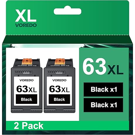 Remanufactured Ink Cartridge Replacement for HP 63XL (Black, 2 Pack)