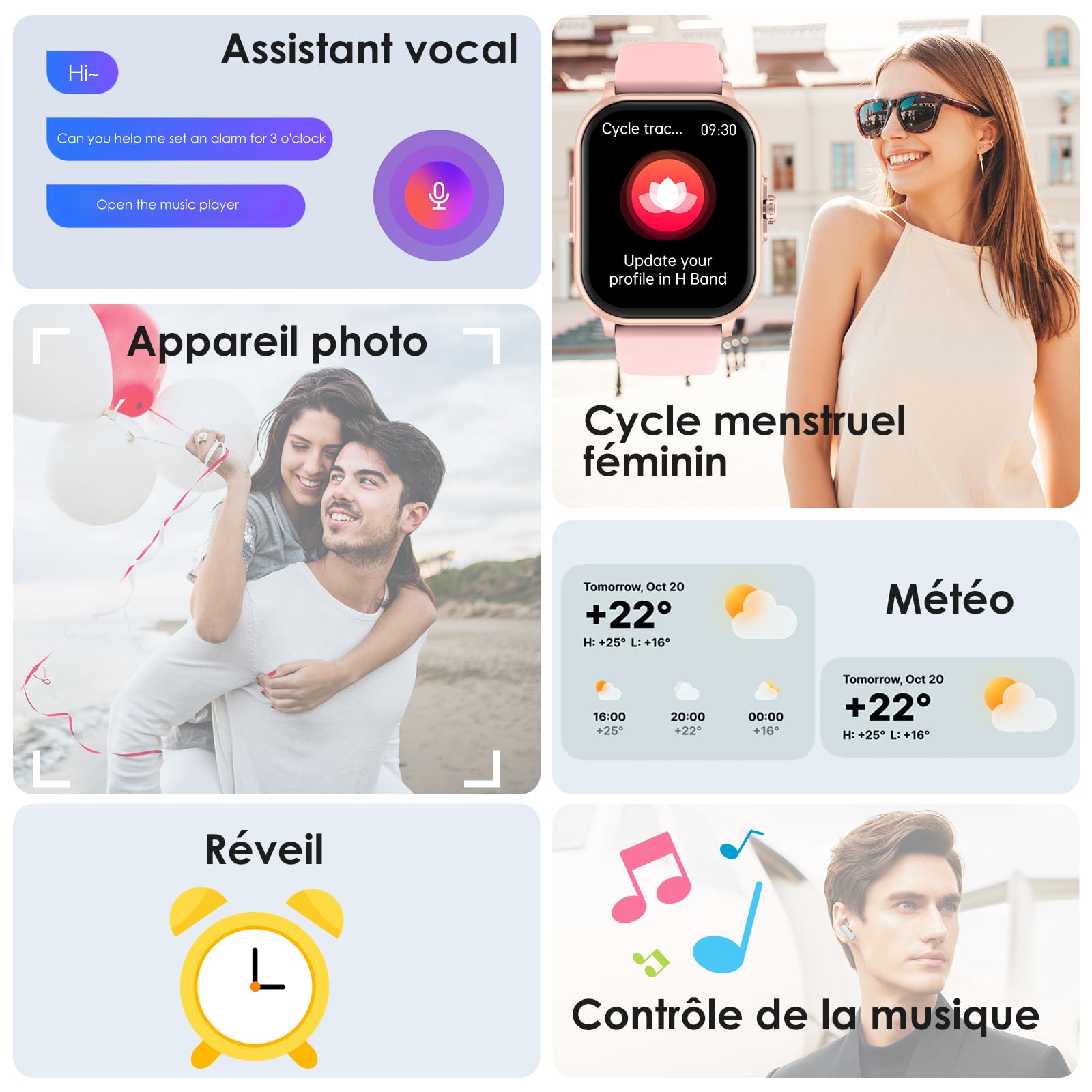 YYKY Montre Connectée Femme avec ECG/VRC, Appels Bluetooth, Suivi Santé 24H | Montre santé 2,01" avec suivi du sommeil, bouton SOS, indice IP67, autonomie de 3 à 7 jours, pour seniors, iOS Android
