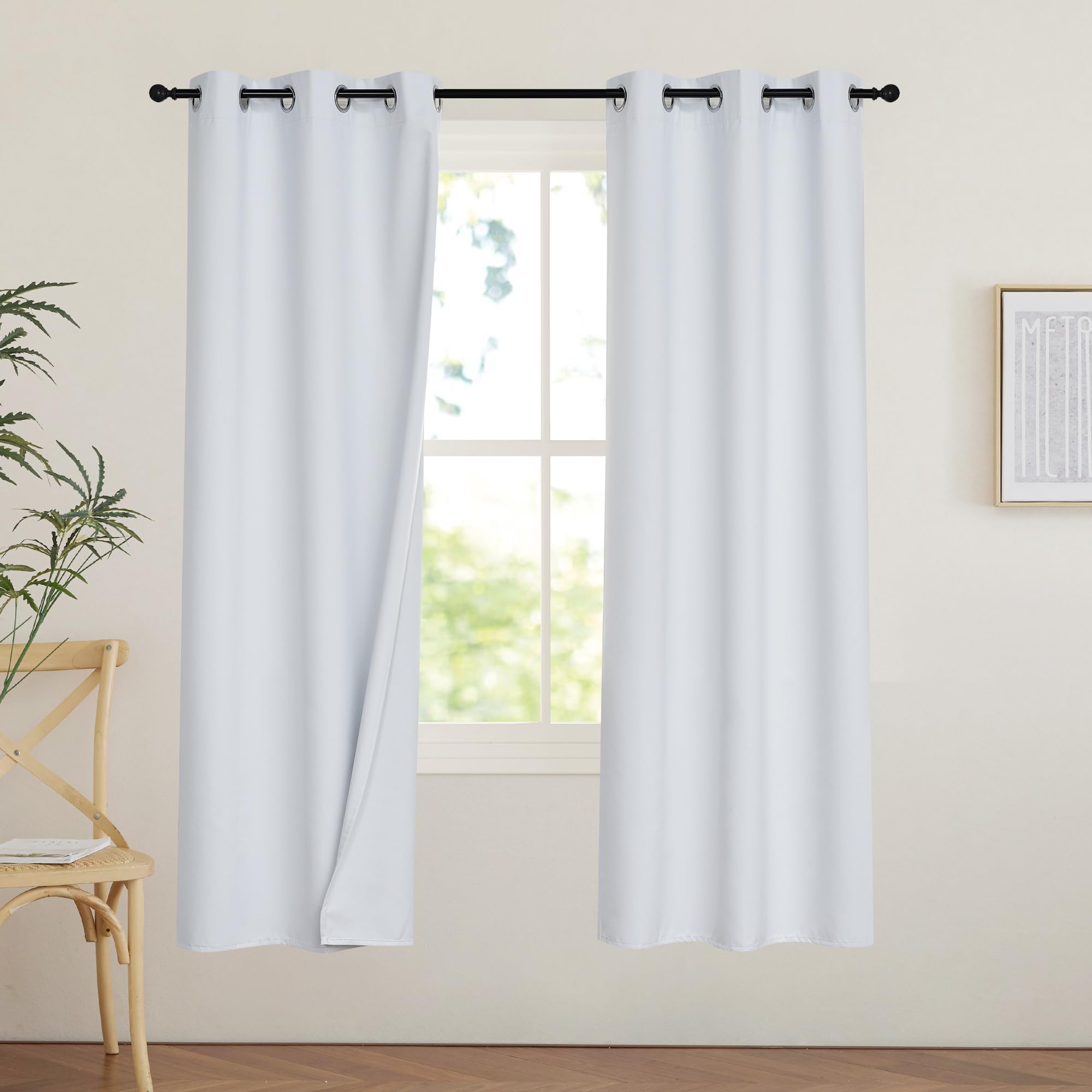 PONY DANCE White 100% Black Out Curtains 72 inch Length, 34 inches Wide