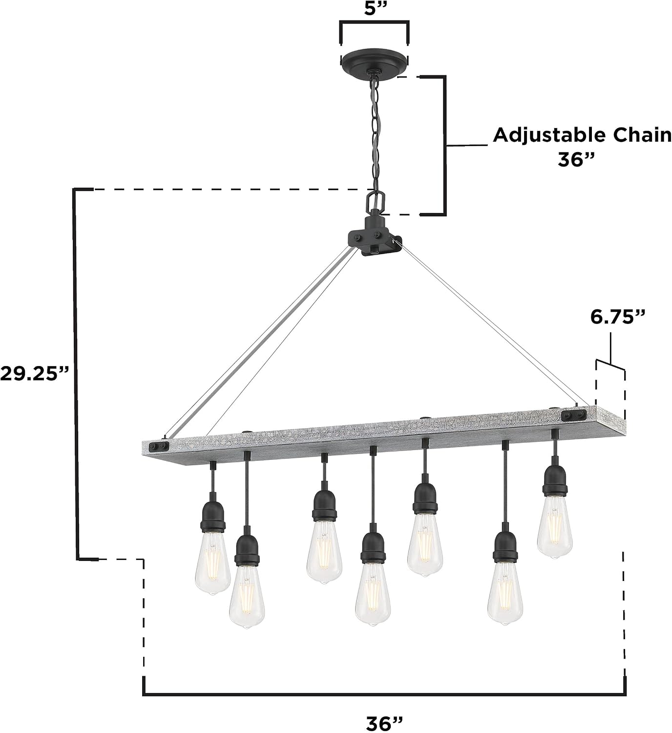 Westinghouse 6116400 Elway Vintage-Style Seven-Light Indoor Chandelier, Antique Ash Finish with Matte Brushed Gun Metal Accents