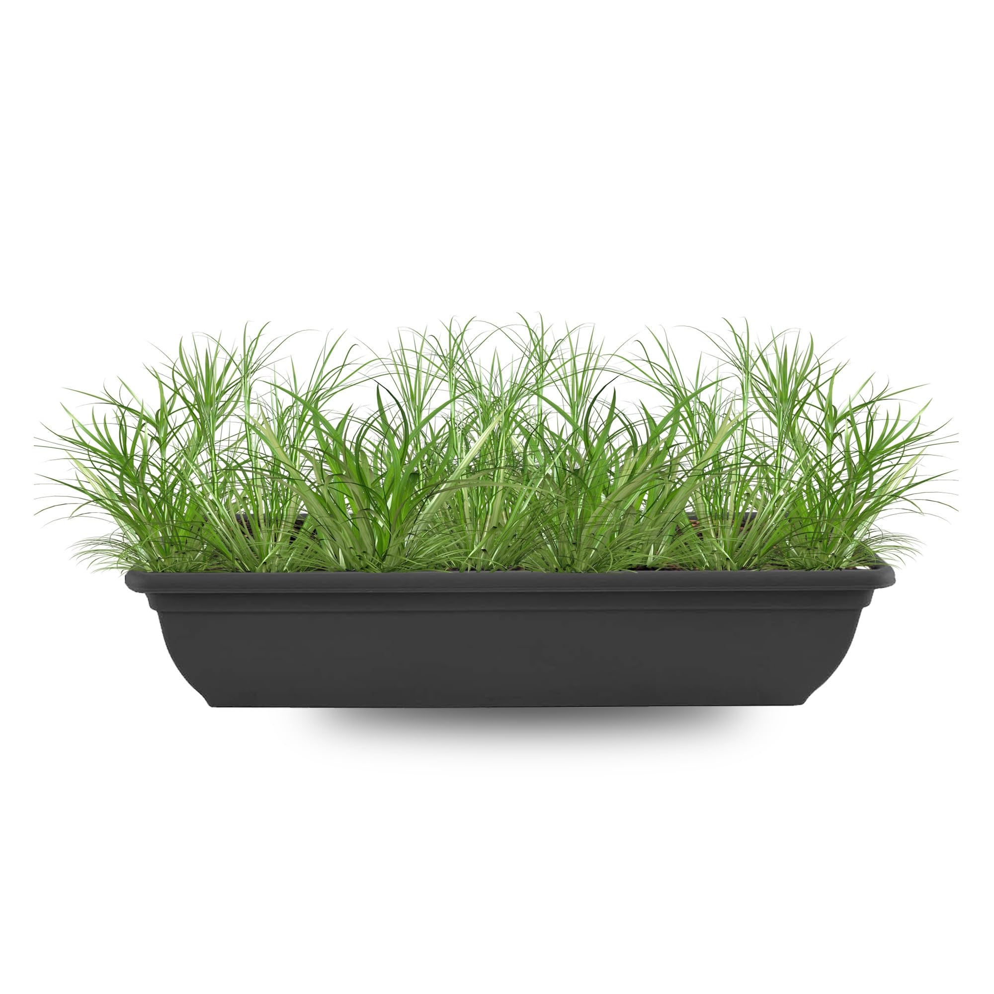 KYZ'Z Large Rectangular Garden Trough Planter Box - Durable Plastic Plant Pot for Outdoor Flower, Herb & Vegetable Growing - Weather Resistant Troughs for Patio, Balcony, Fence (2x Black, 60cm)