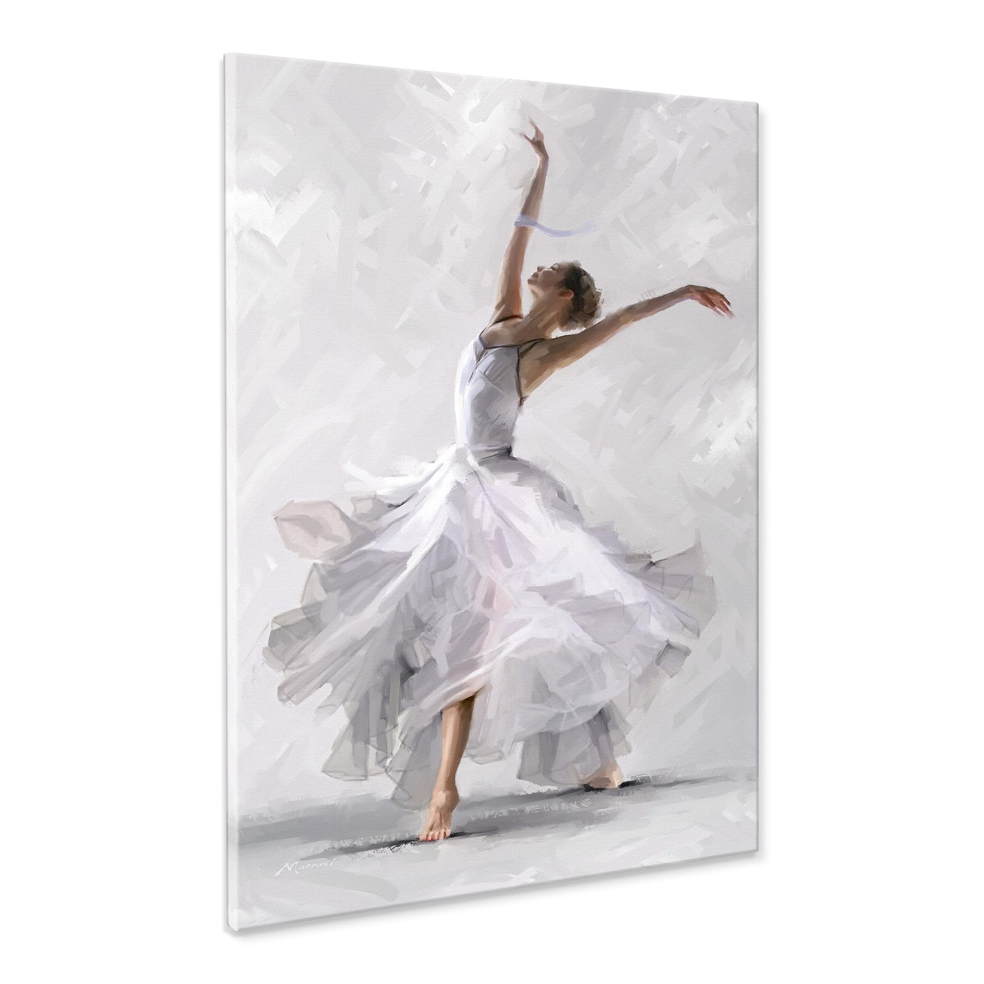 STYLER Leinwandbild Dancer 60 x 80 cm (AUFHÄNGFERTIG) – Anmutige Ballerina in bewegender Darstellung – Gemaltes Kunstwerk im Hochformat