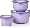Mepal – Cirqula Multi Bowl Set 3 Pieces Round Nordic Lilac – 500 1000 and 2000 ml – Can be used as a Storage Container Fridge and Freezer Canister Microwave Utensil and Serving Bowl with Lid