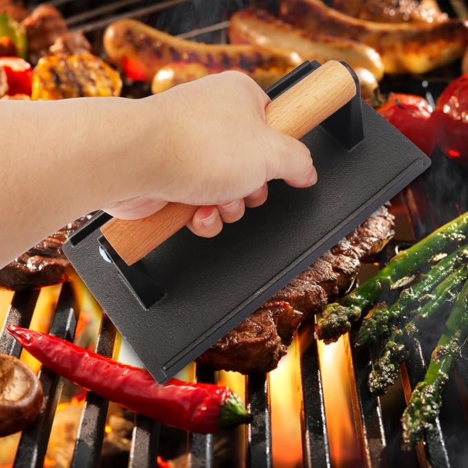 3 prensas de hierro fundido para parrilla 8.26 x 4.3 pulg miniatura 5