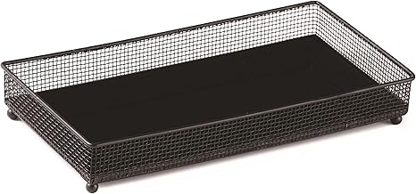 BANDEJA PRETA EM METAL COM ESPELHO PRETO