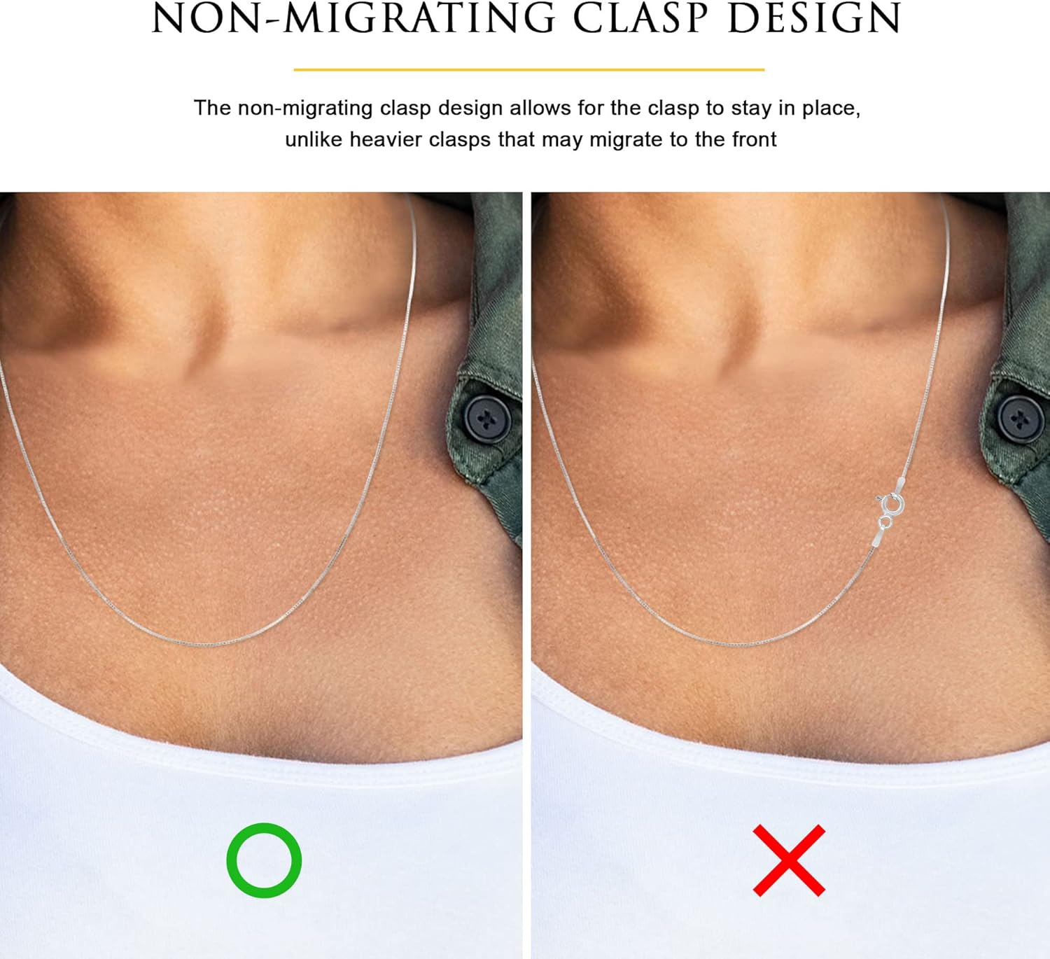 Sterling Silver Chain Necklace for Women - 1mm Tarnish Resistant, Non-Migrating Clasp - Italian Made - 925 Sterling Silver, 14" - 36 - Image 6