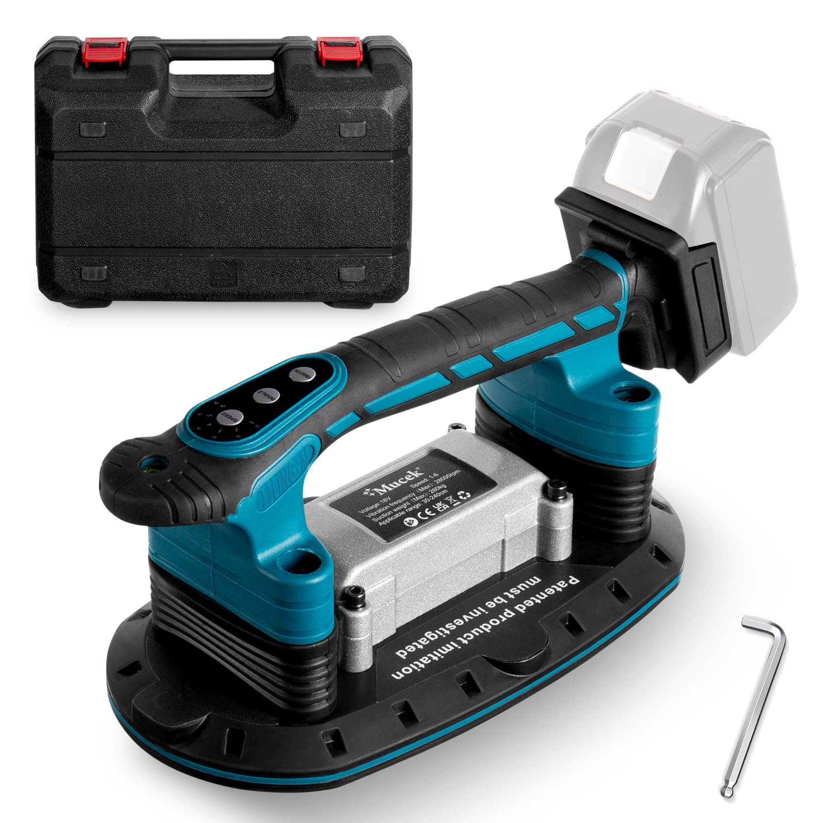 2-in-1 accu tegelschudder en zuignappen met batterij, 200 kg zuigkracht