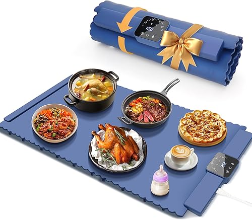 Miniatura 9 de Tapete de calentamiento para alimentos, tapete de calentamiento rápido de alimentos de superficie completa, bandeja de calentamiento eléctrica 5