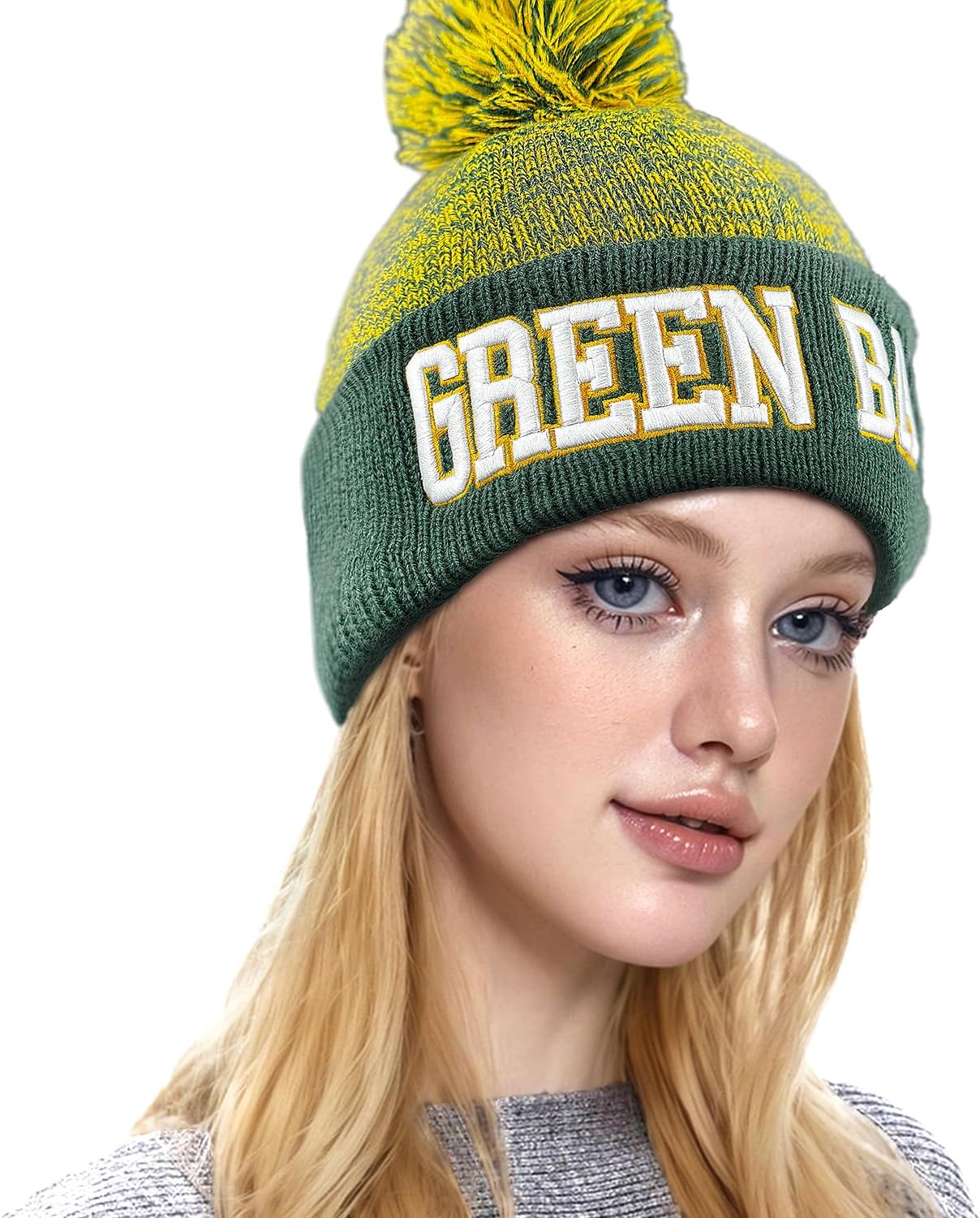 Football Beanie Hat for Men and Women Super Soft Pompom Knit Cap Winter Skullcap Toque - Image 4