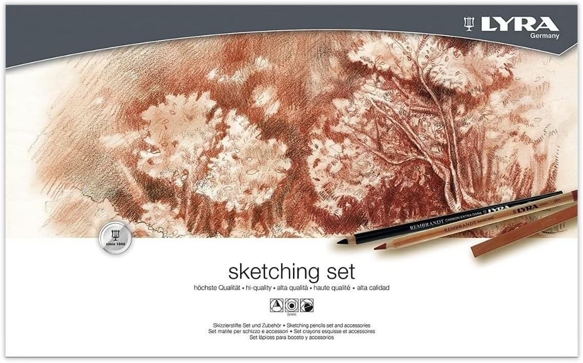 LYRA Rembrandt Sketching Metal Box Set of 35 Pencils, Sick and Accessories