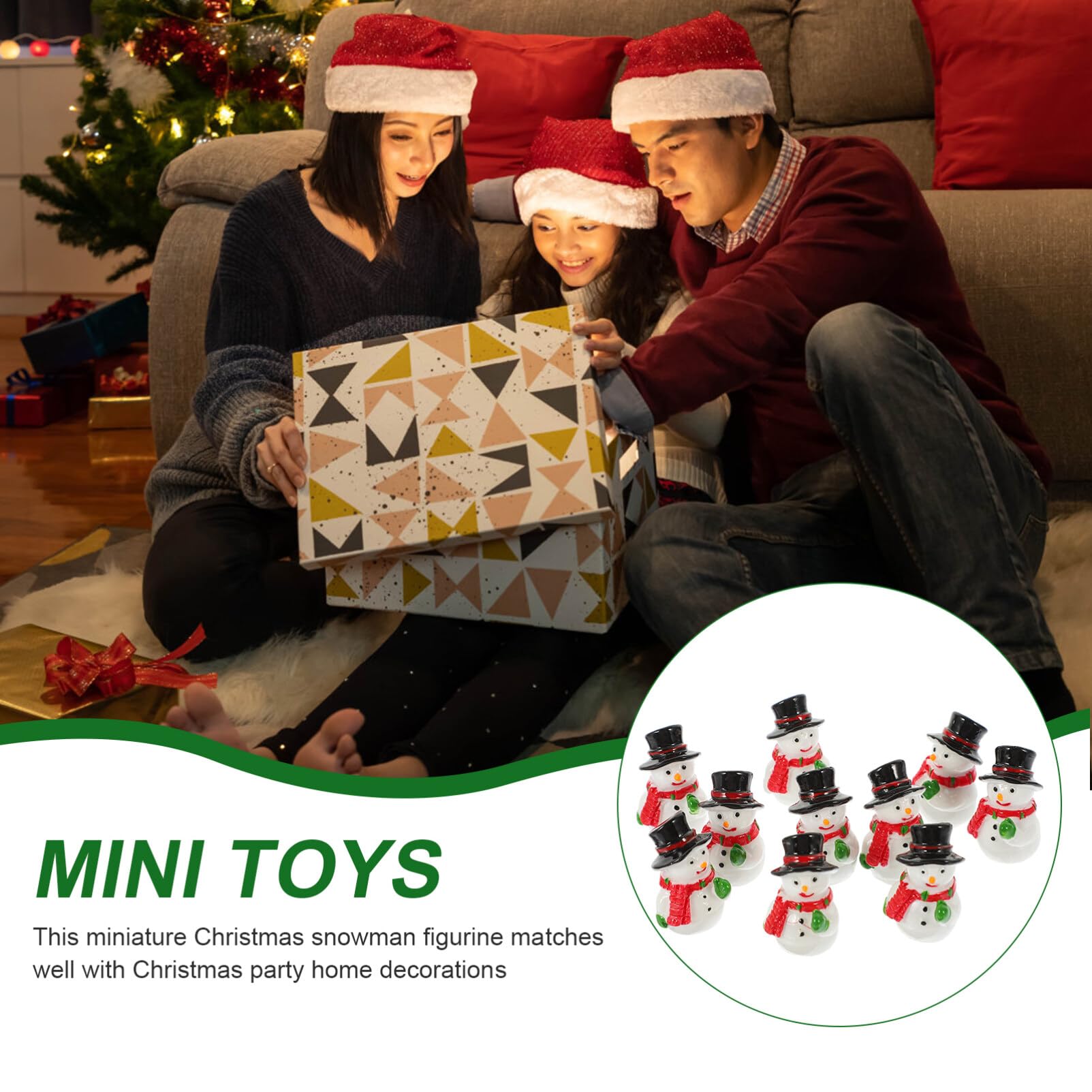 PRETYZOOM 50 Pcs Pequeño Muñeco De Nieve Decoración De La Habitación para El Dormitorio Mini Adornos De Muñeco De Nieve Adorno De Micro Muñecos De Nieve Resina Navidad Chica Bola De Nieve