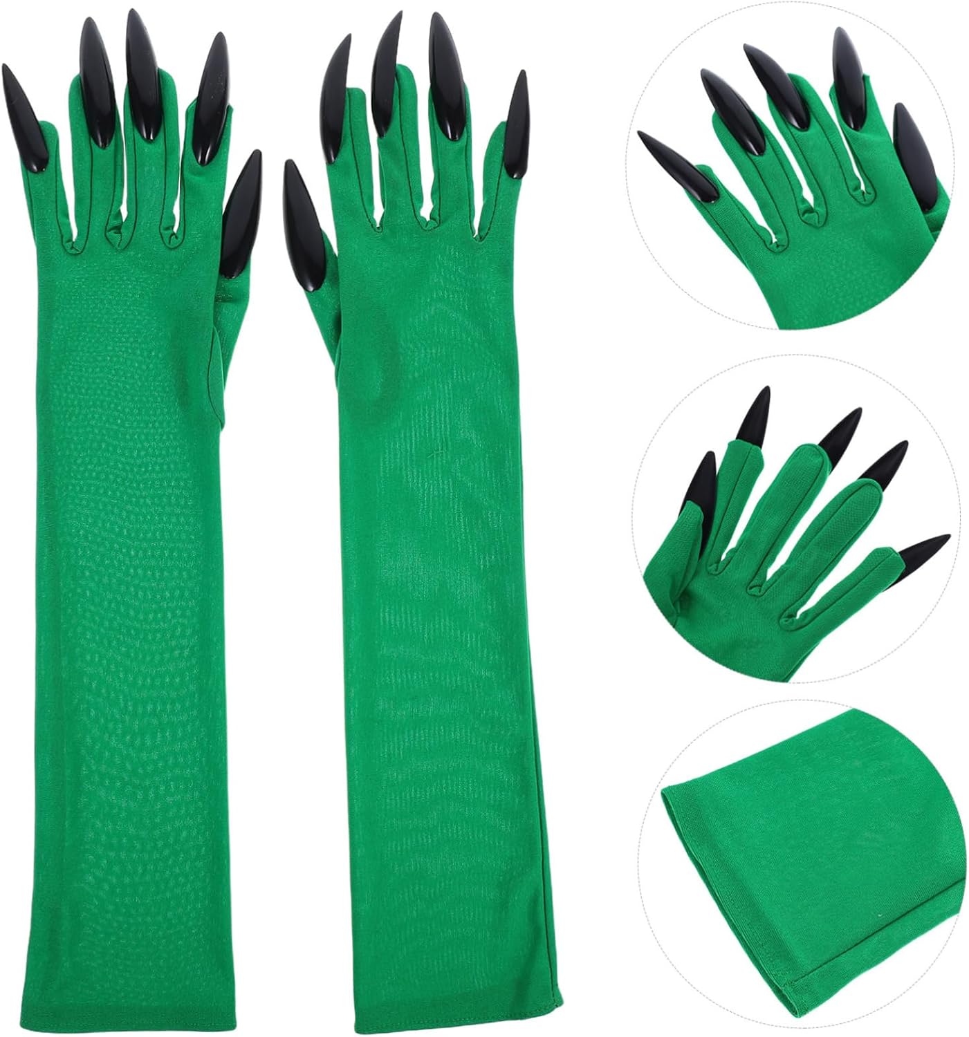 Halloween Claw Gloves for Cosplay - Flexible Green Fingerless Gloves with Spooky Long Fingernails for Parties and Events - Image 9