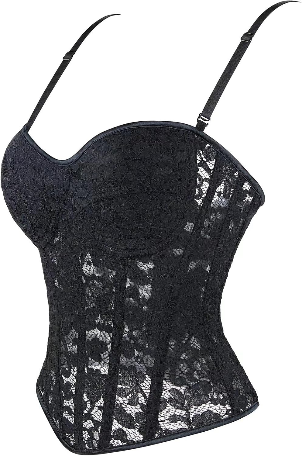 Victorian Corset Tops for Women Palace Overbust Plastic Bones Bustier Renaissance Bodyshaper with Straps - Image 3