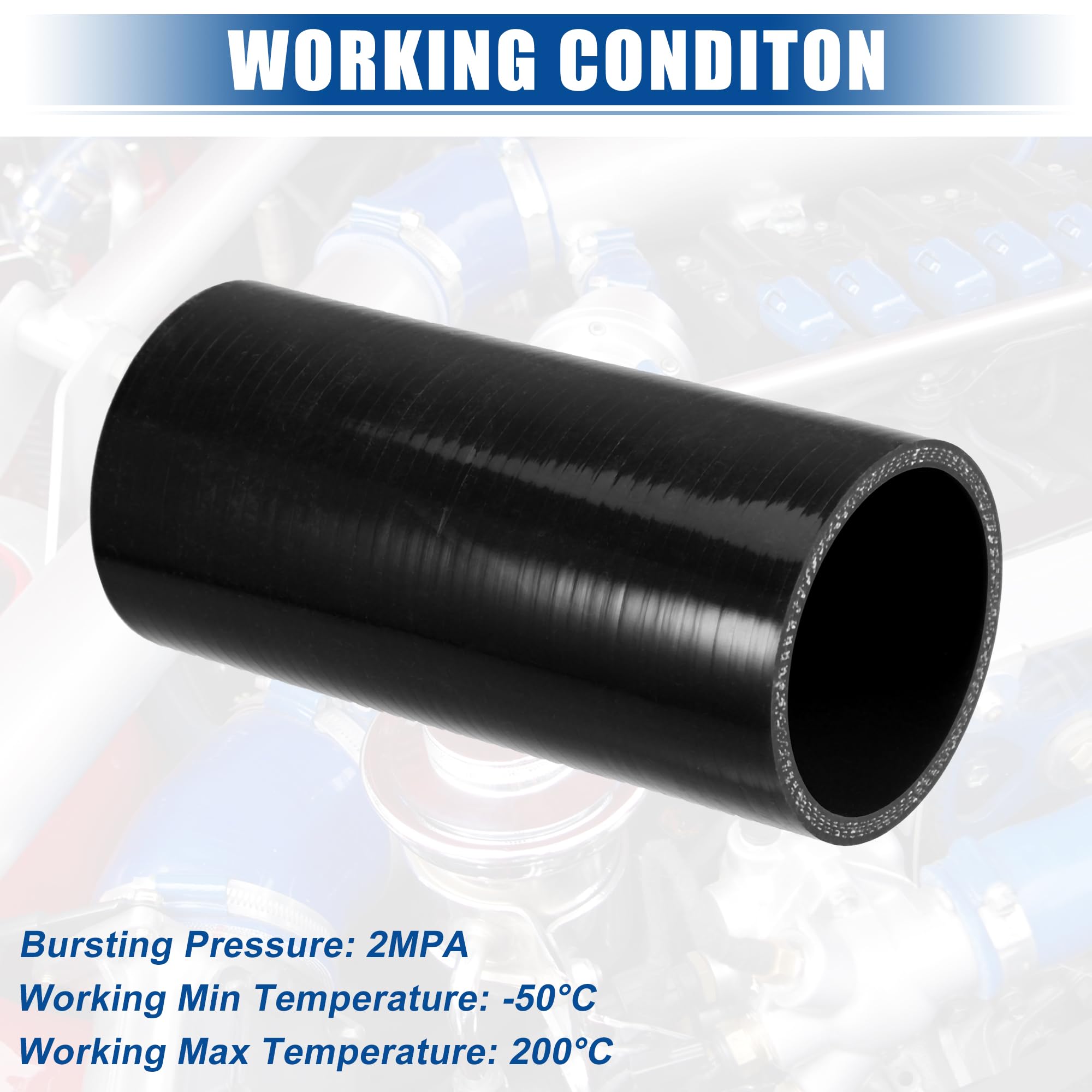 YSIL 4" Reducer Coupler Silicone Hose - 4-Ply Reinforced, 5mm Thick, 8" Length, For Turbo Intercooler Intake Pipes, Includes T-Bolt Clamps
