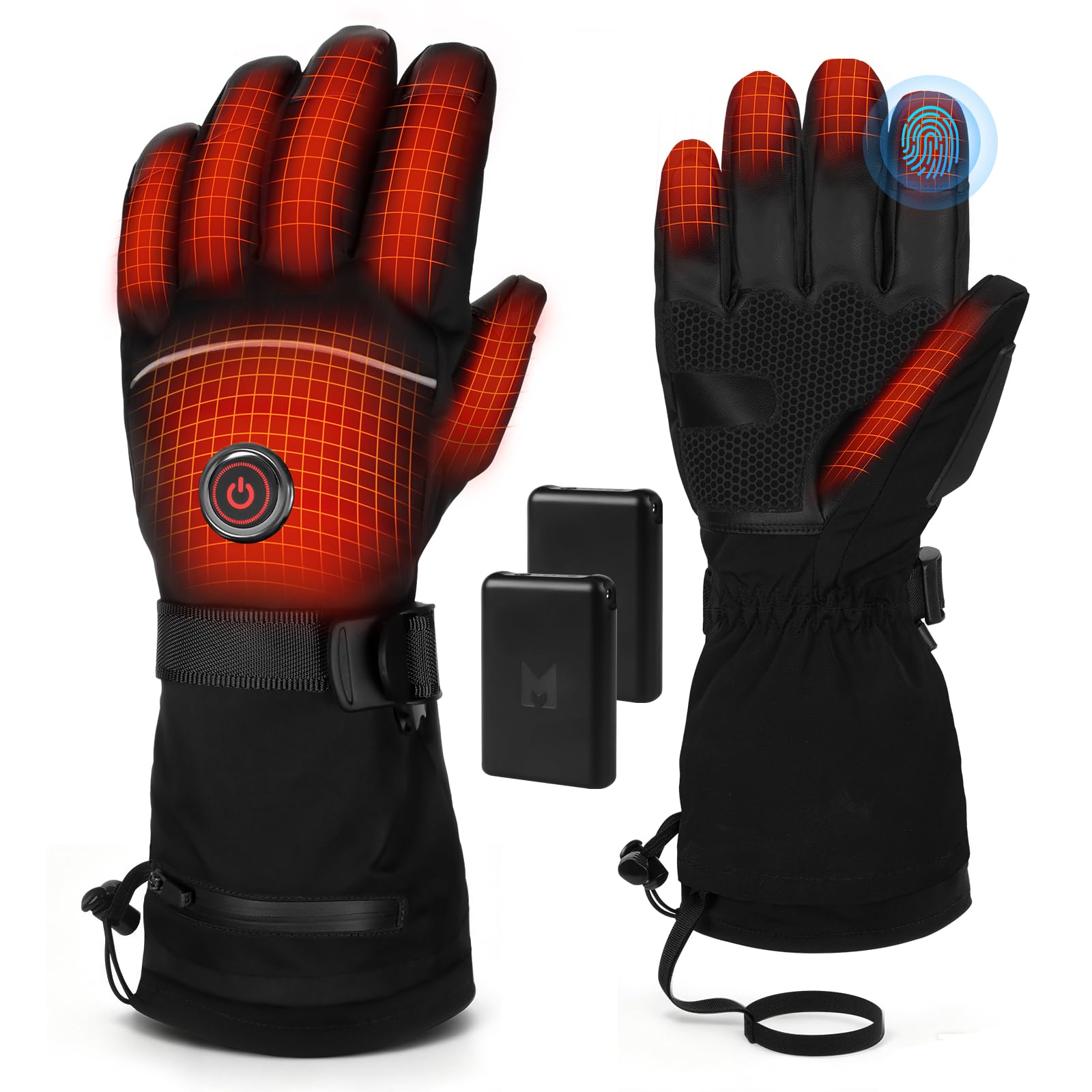 MRAWARM Heated Gloves for Men Women (Black-UK, L)