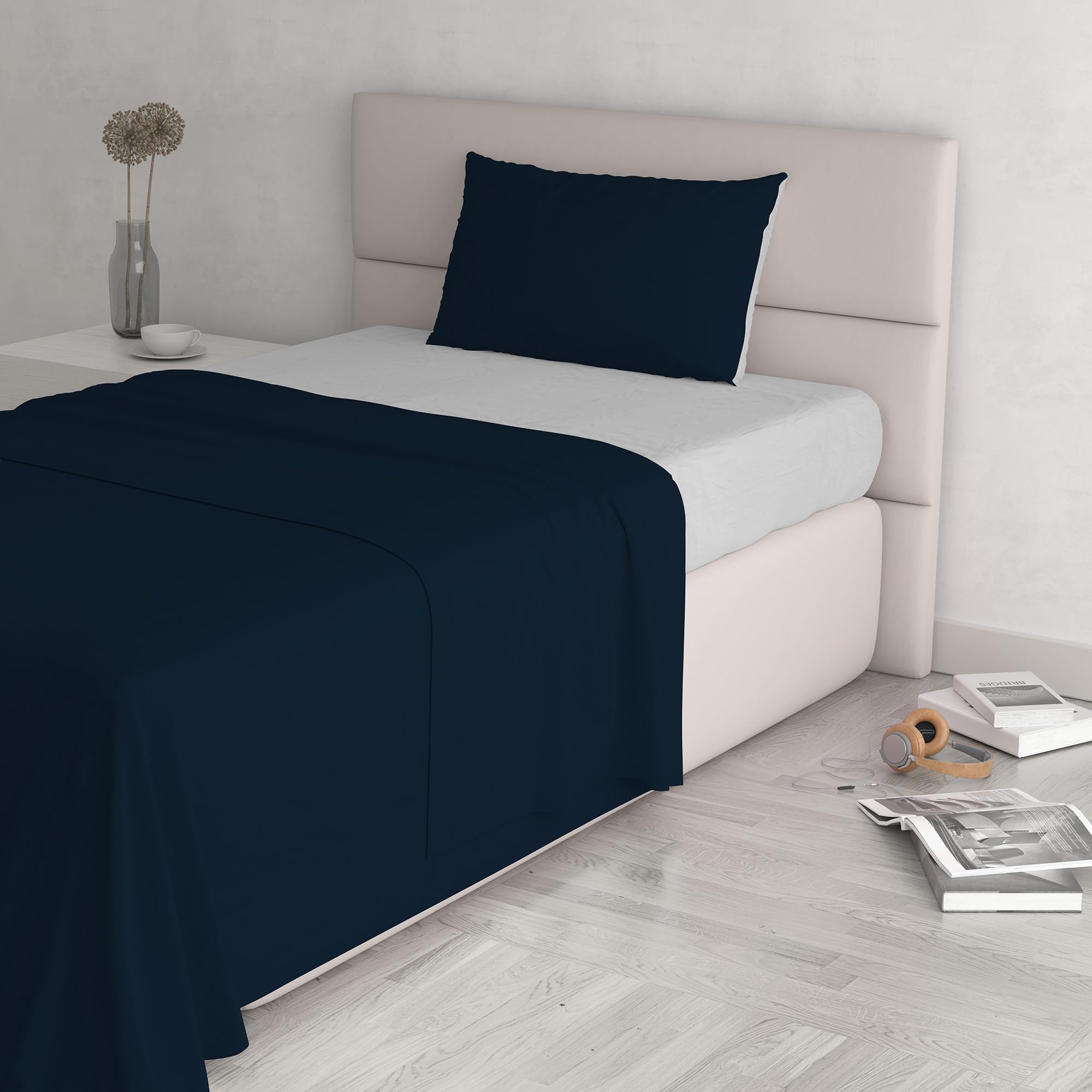 Parure de lit 100% coton naturel pour lit simple, idéale pour une chambre moderne