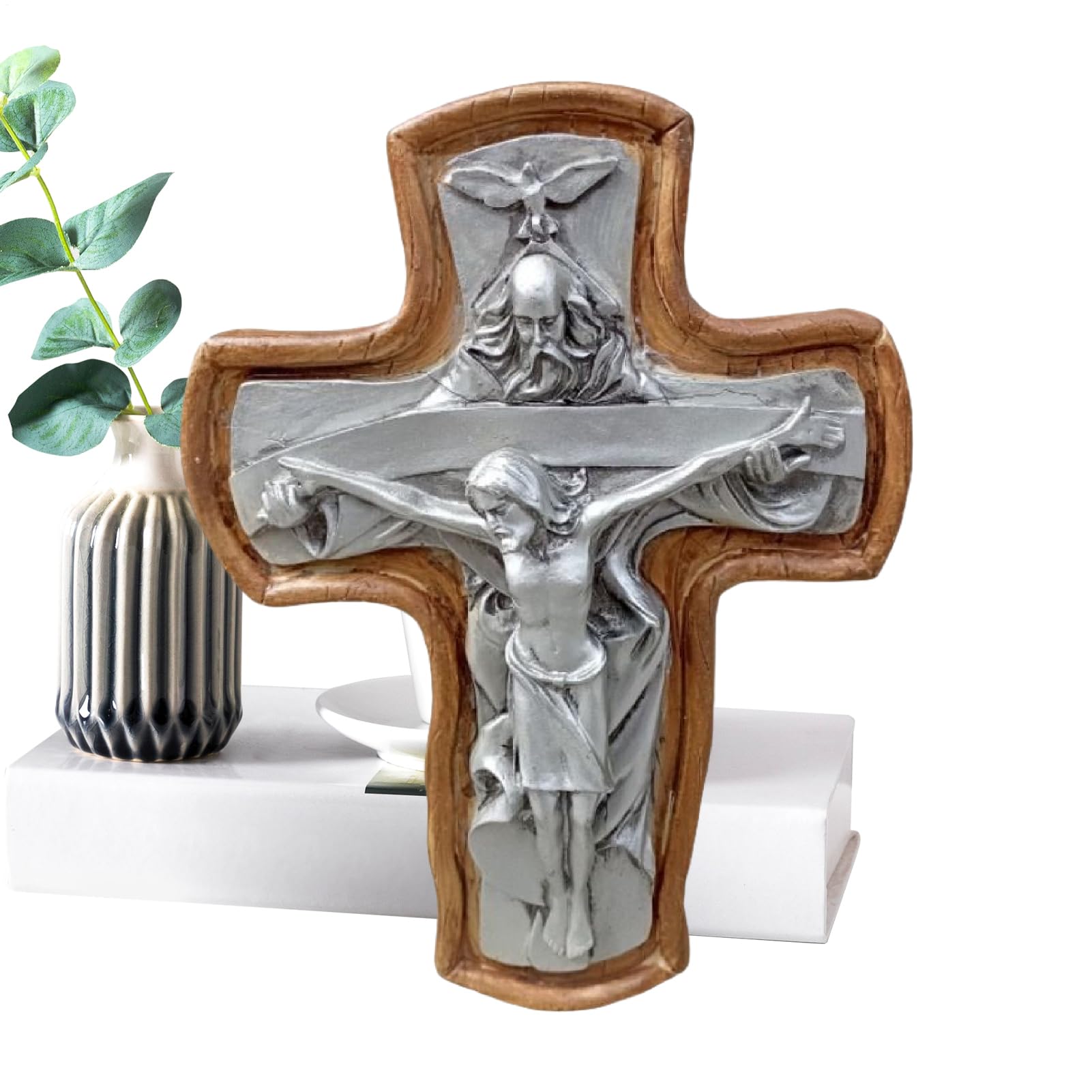 Cruz de Pascua cristiana de resina para decorar el porche de granja y la entrada de casa