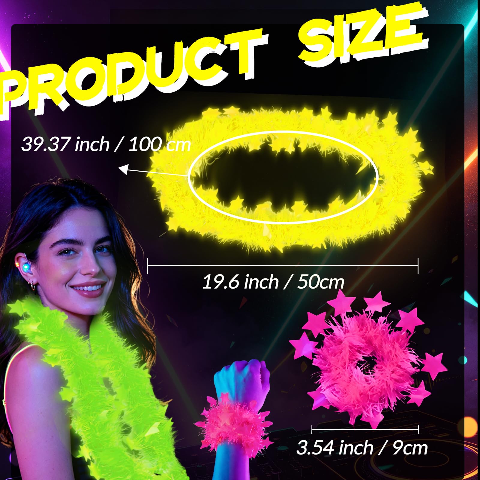 Set di collana e braccialetto che si illuminano al buio, si illuminano sotto i raggi UV o alla luce nera, collana fluorescente al neon per feste, accessori per cabina fotografica per donne