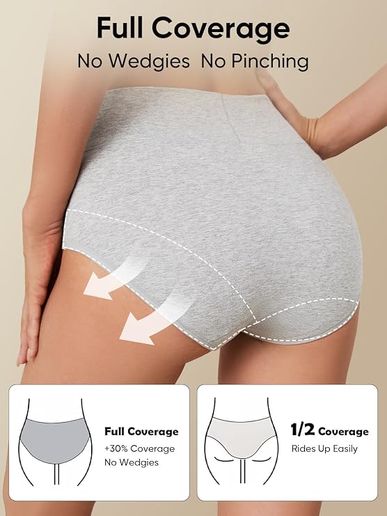 Women Cotton Cheeky Underwear - French High Cut Striped Panties