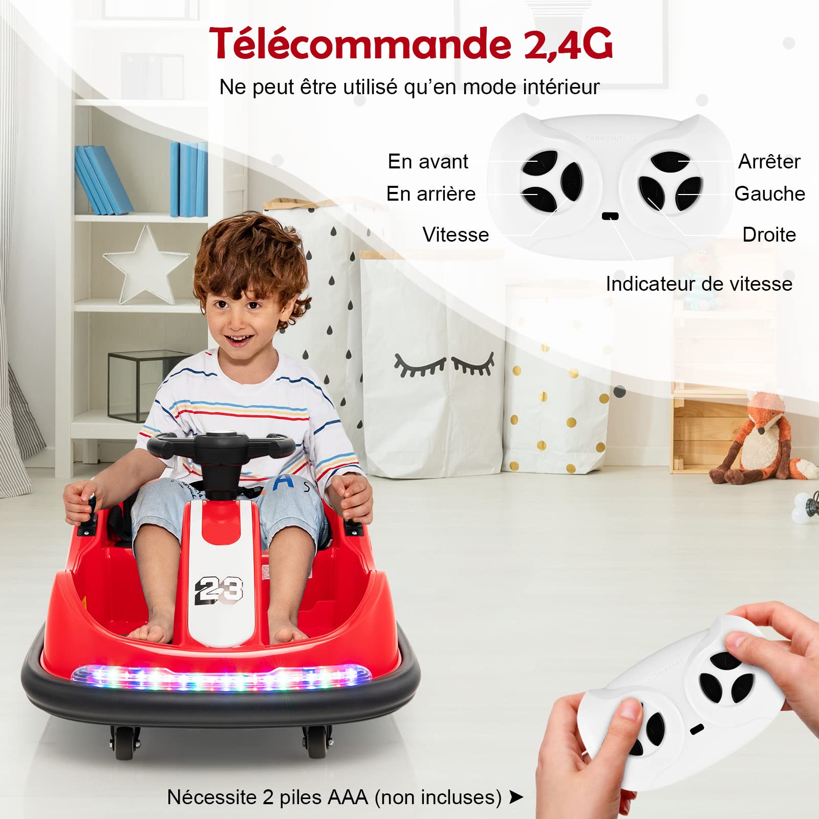 COSTWAY 6V Auto Tamponneuse Électrique Enfant Avec Télécommande