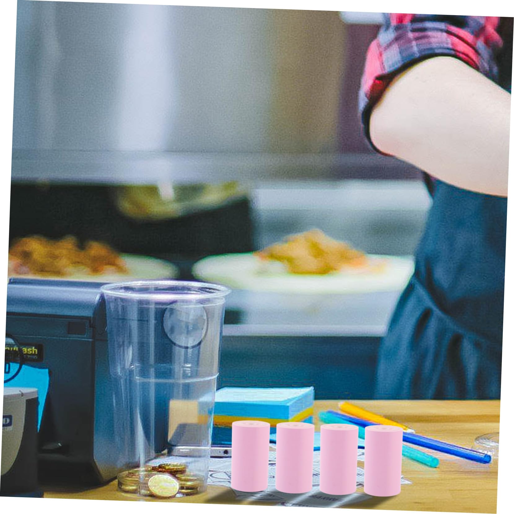 NAMOARLY Pink Thermal Cash Paper 4 Pack Receipt Paper Rolls for Thermal Printers