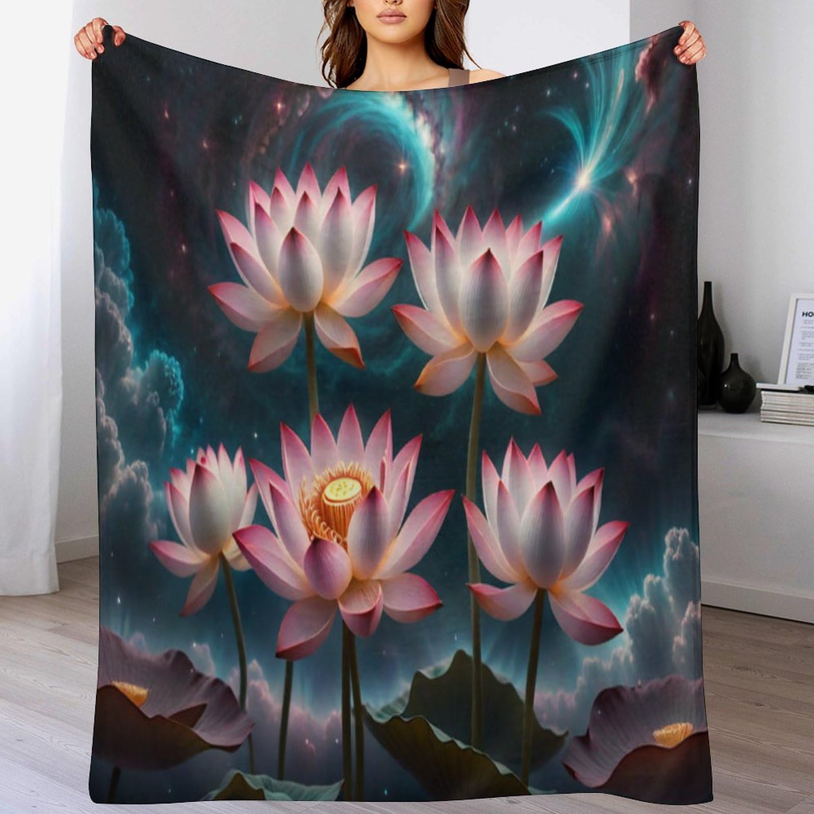Manta de franela mullida Lotus 3D contra el frio en las cuatro estaciones