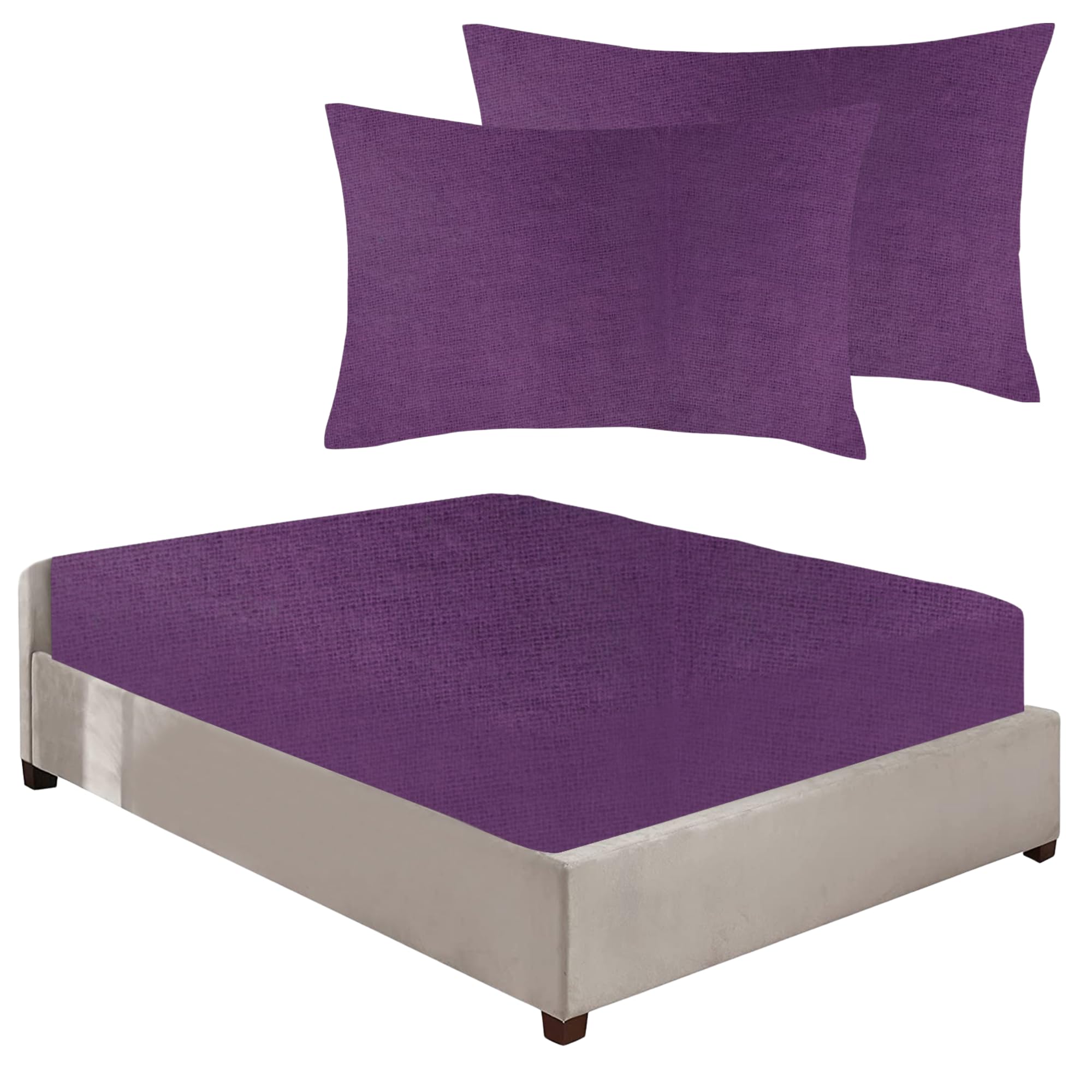 Niys Luxury Bedding Purple 100% Brushed Cotton Flannelette 40Cm/16" Extra Deep Fitted Sheets In 12 Colours (, Super King + Pillowcase Pair)