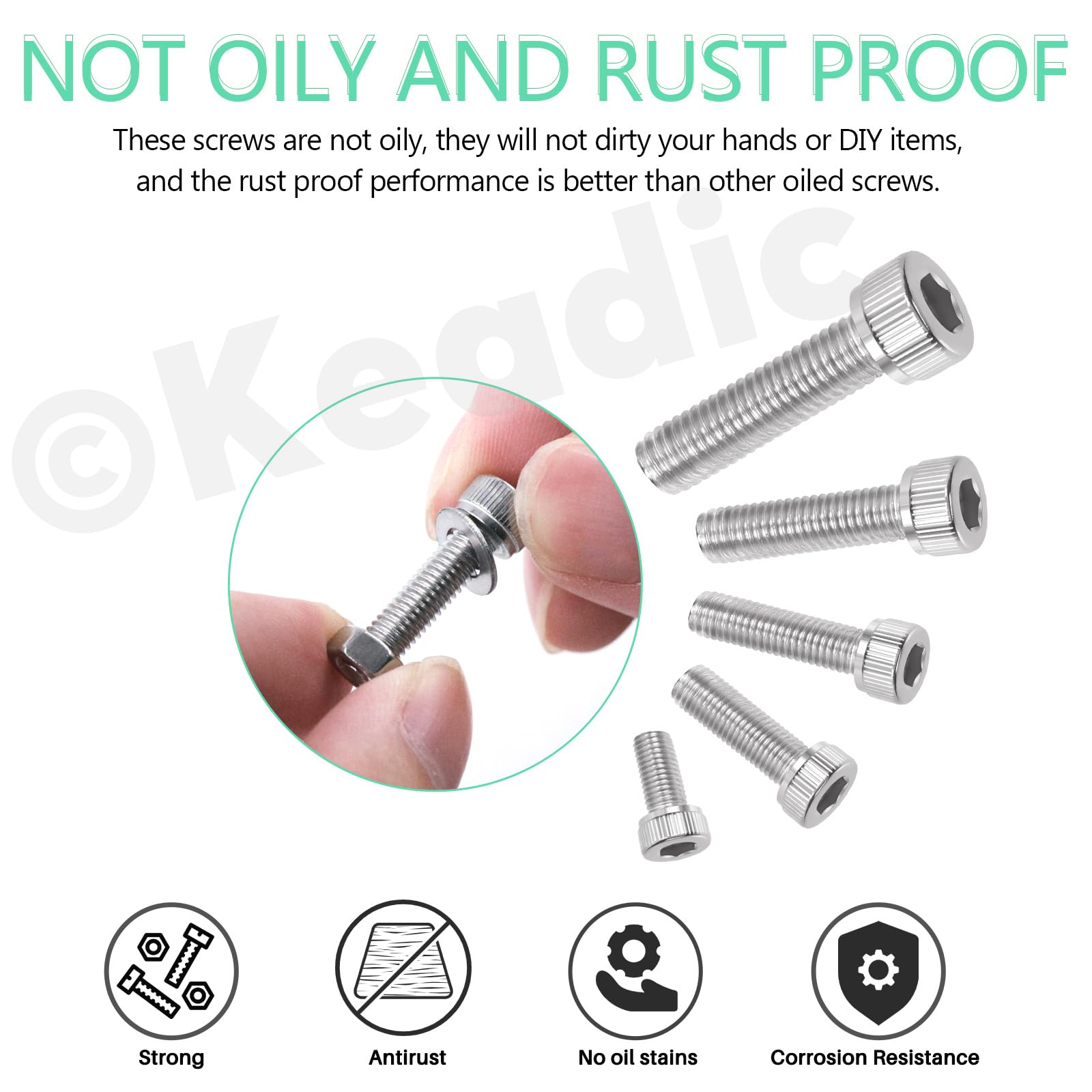 Keadic 385PCS Threaded Inserts M2, M5 Brass Heat Set Insert, Hex Socket Head Cap Bolts Hex Nuts Washers Allen Wrenches - Image 4