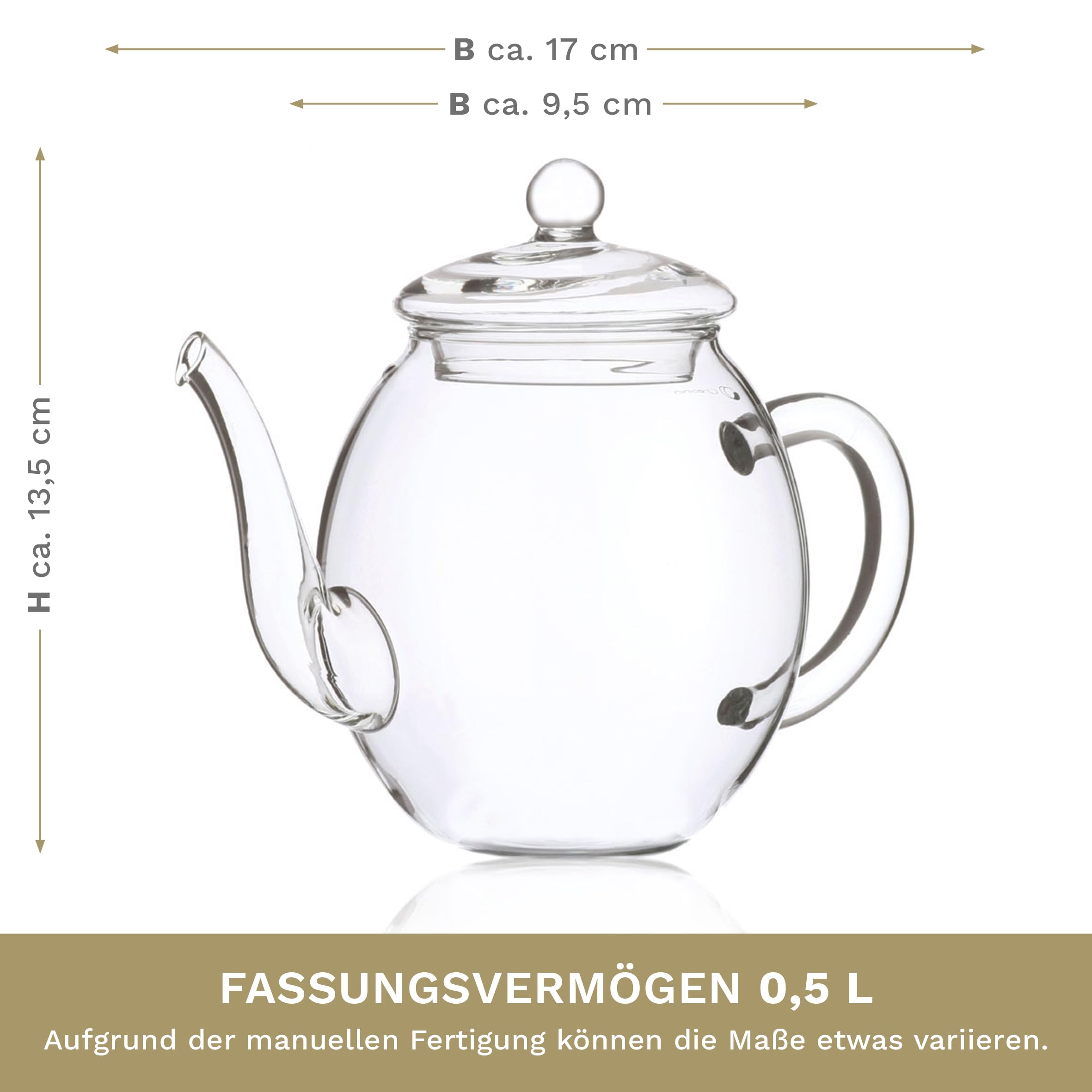 Creano Teeblumen Geschenkset - Erblühtee mit 500ml Glaskanne & 6x Weißer Tee + Teelini Grüntee Bonuskugel - 8 teilig