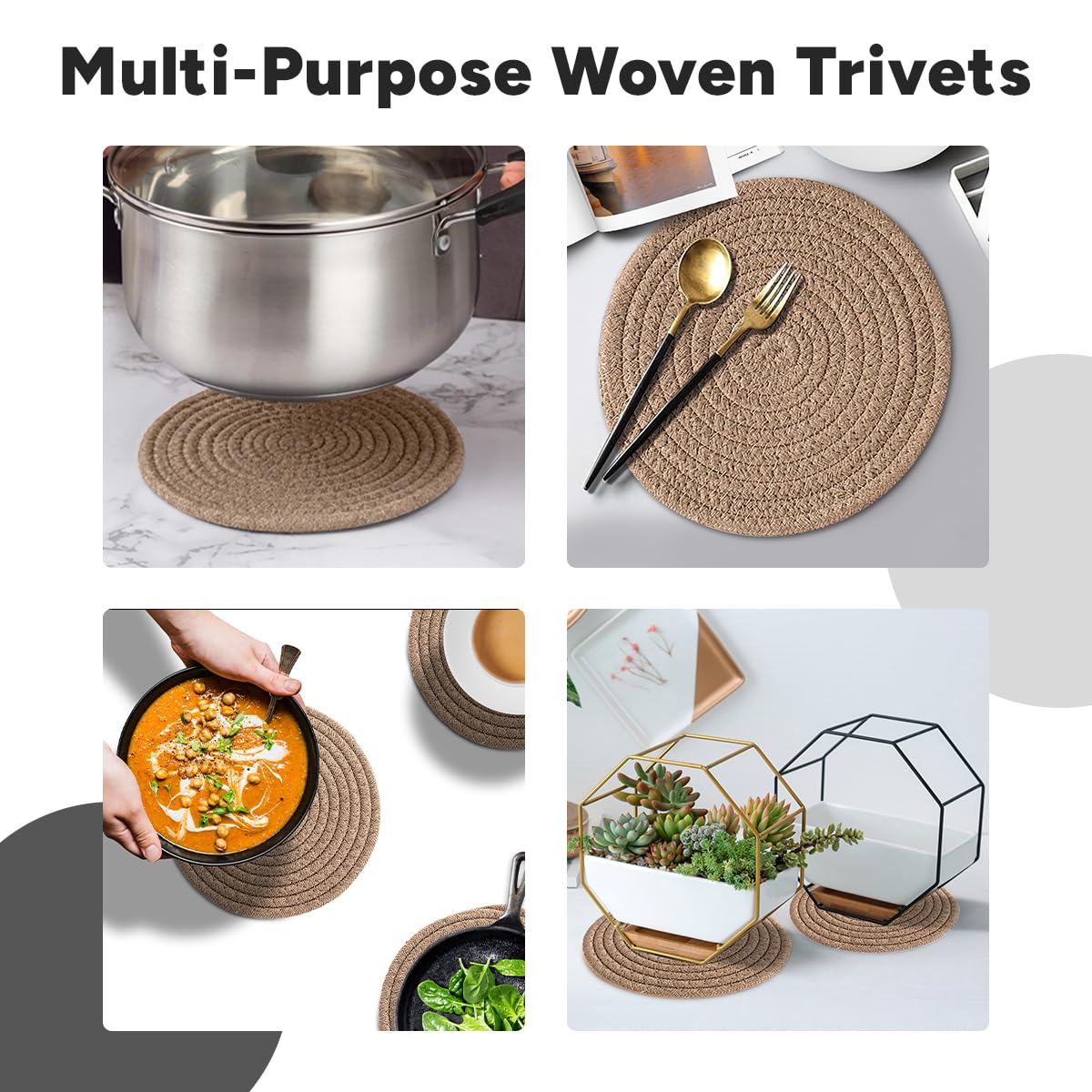 Avalon Kitchen Uchwyty na garnki na gorące dania, gorące podkładki do kuchennych trójnóg do gorących garnków i patelni - bawełniane podkładki pod gorące podkładki stylowe duże podstawki i gorące maty