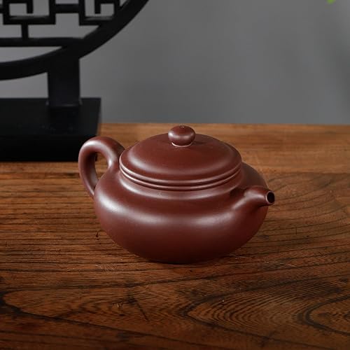 Miniatura 4 de Fine Yixing - Tetera de arcilla genuina, tetera china hecha a mano, 7.8 onzas con filtro, infundir té Kungfu (juego Xishi, arcilla roja Yixing Zhuni)
