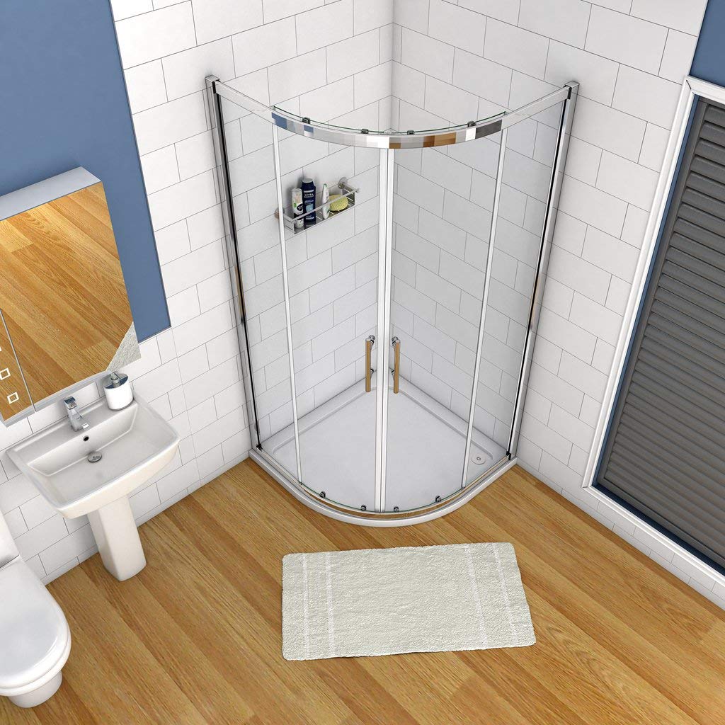 H.185cm Box Doccia Semicircolare 80x80cm Scorrevole Vetro 5mm