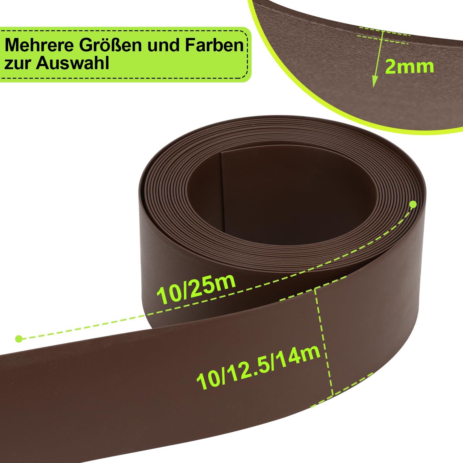 Randaco Borde de Jardín Marrones Longitud 25 m, Altura 10 cm Bordes de Césped Bordes de Pavimento Caminos de Jardín
