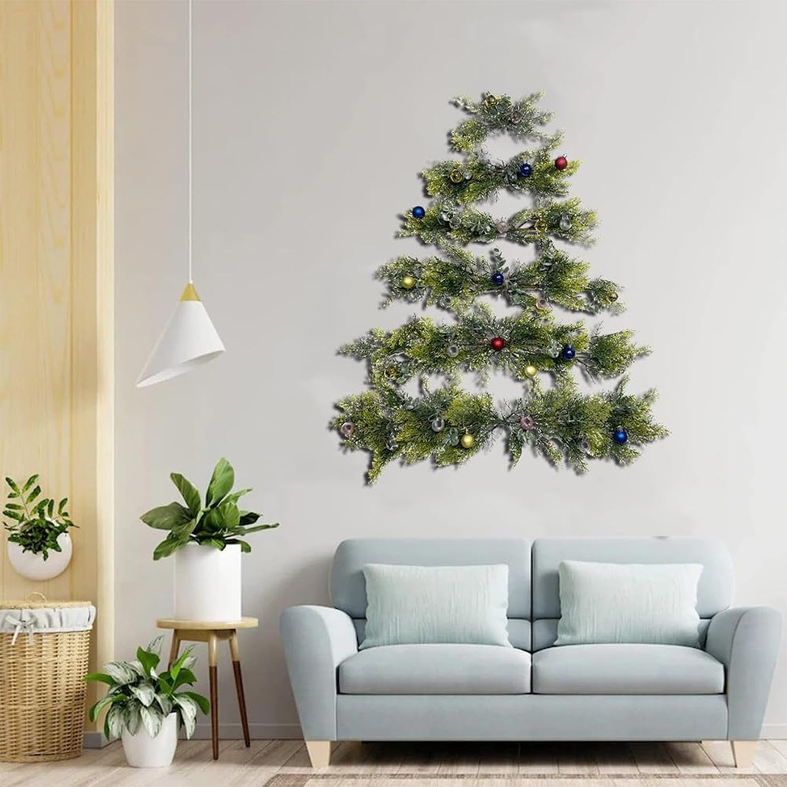 Zibeem Sapin De Noël Mural, Décoration Murale Pour Sapin De Noël, Guirlande Plate Pour Sapin De Noël Pour Mur, Décorations Murales Peu Encombrantes À Suspendre Pour Sapin De Noël
