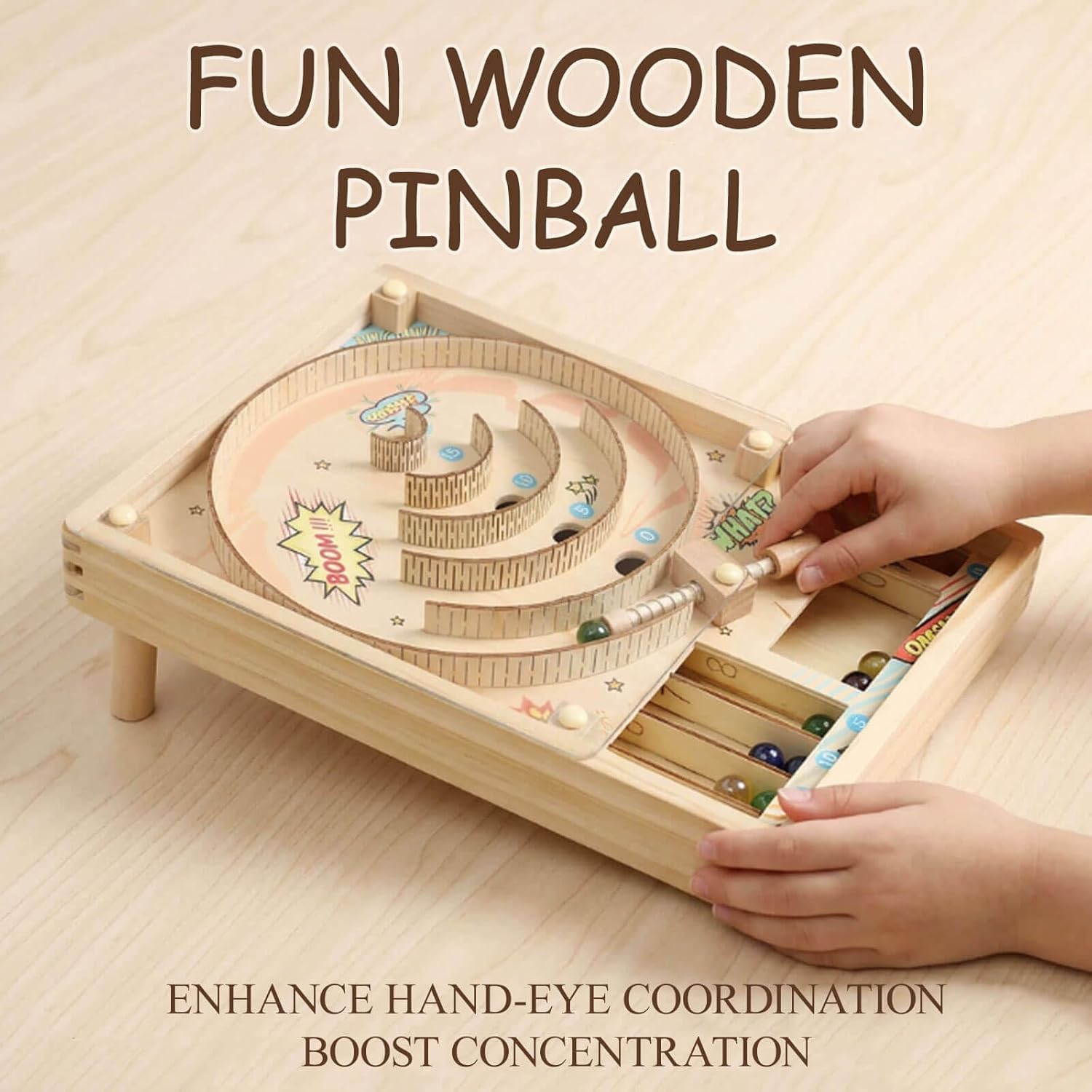 Pinball Machine Family Games for Kids | Fun Indoor Marble Run & Skee Ball Game, Party Board Games for Ages 6-12