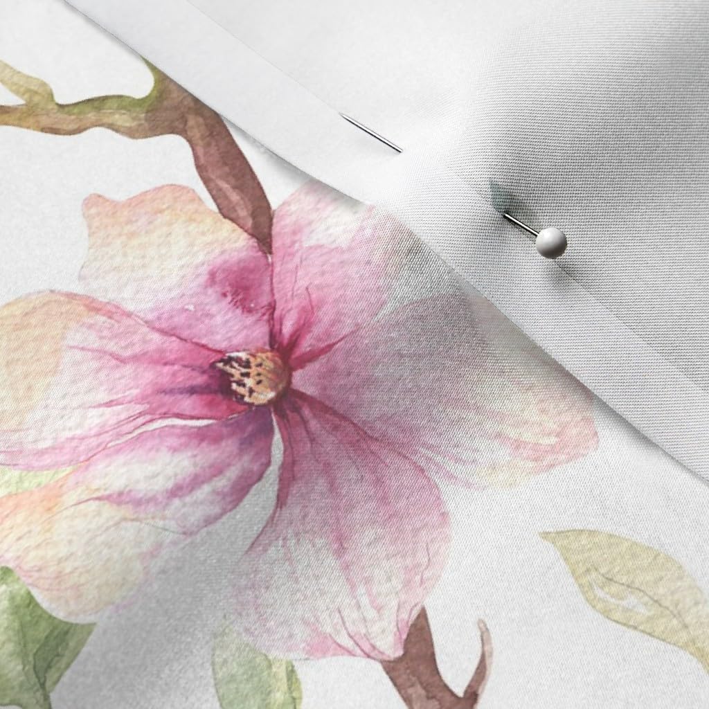 Spoonflower Fabric - Pattern Blossom Flower Watercolor Spring Printed on Satin Fabric by The Yard - Sewing Lining Apparel Fashion Blankets Decor