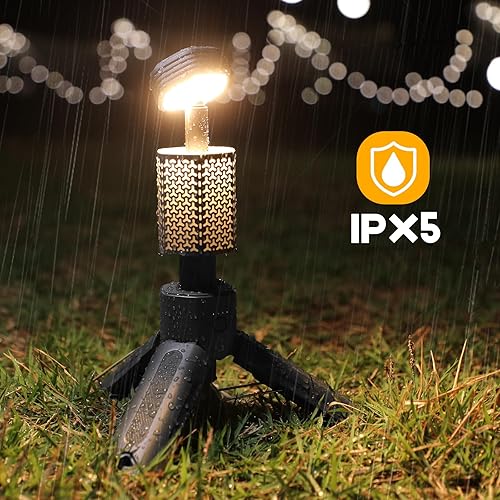 Miniatura 7 de Luces telescópicas para campamento, linterna de campamento recargable de 10500 mAh con bolsa de almacenamiento, lámpara LED impermeable con