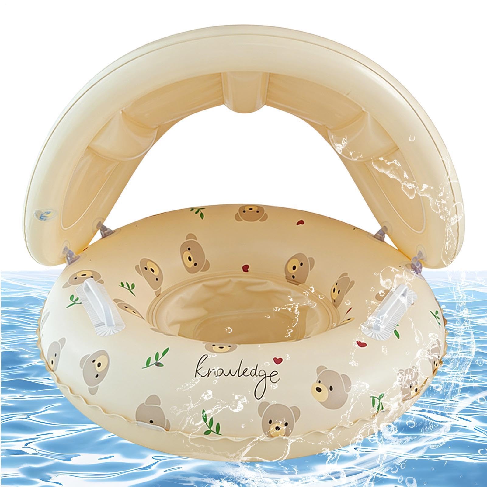 Salvagente Neonato con Parasole | 55x52cm Ciambella Gonfiabile Mare Neonata con Parasole | Galleggianti Piscina per Bambini, Protezione UV Rimovibile, Adatto A Bambini 3 Ai 48 Mese