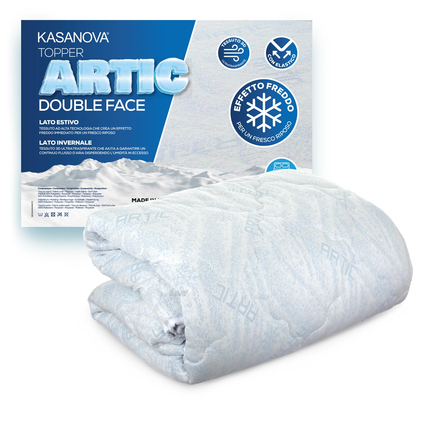 KASANOVA Topper Matrimoniale Fibra Artic Effetto rinfrescante
